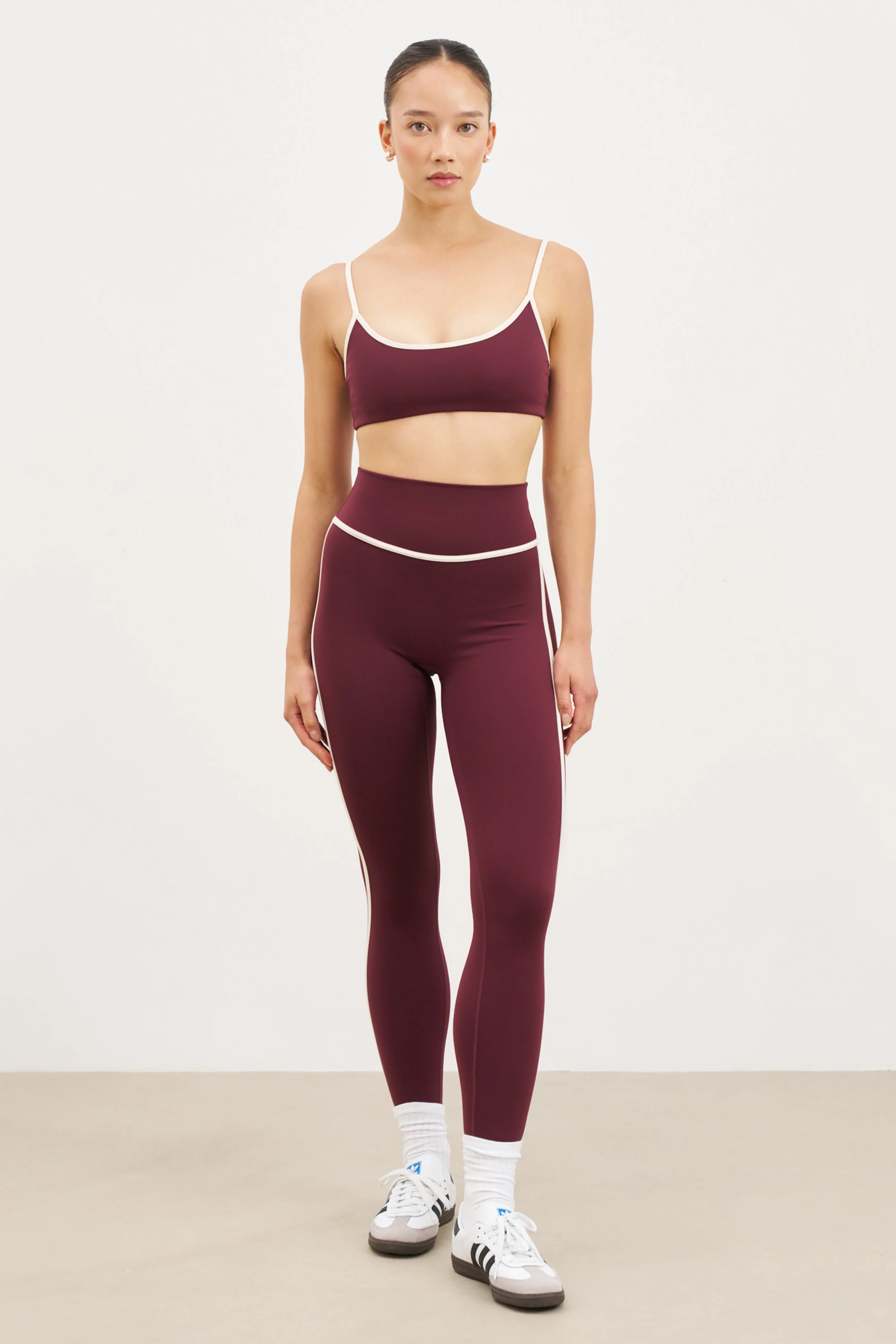 Base Contrast Trim Cami Bra - Merlot/Tofu - Image 2