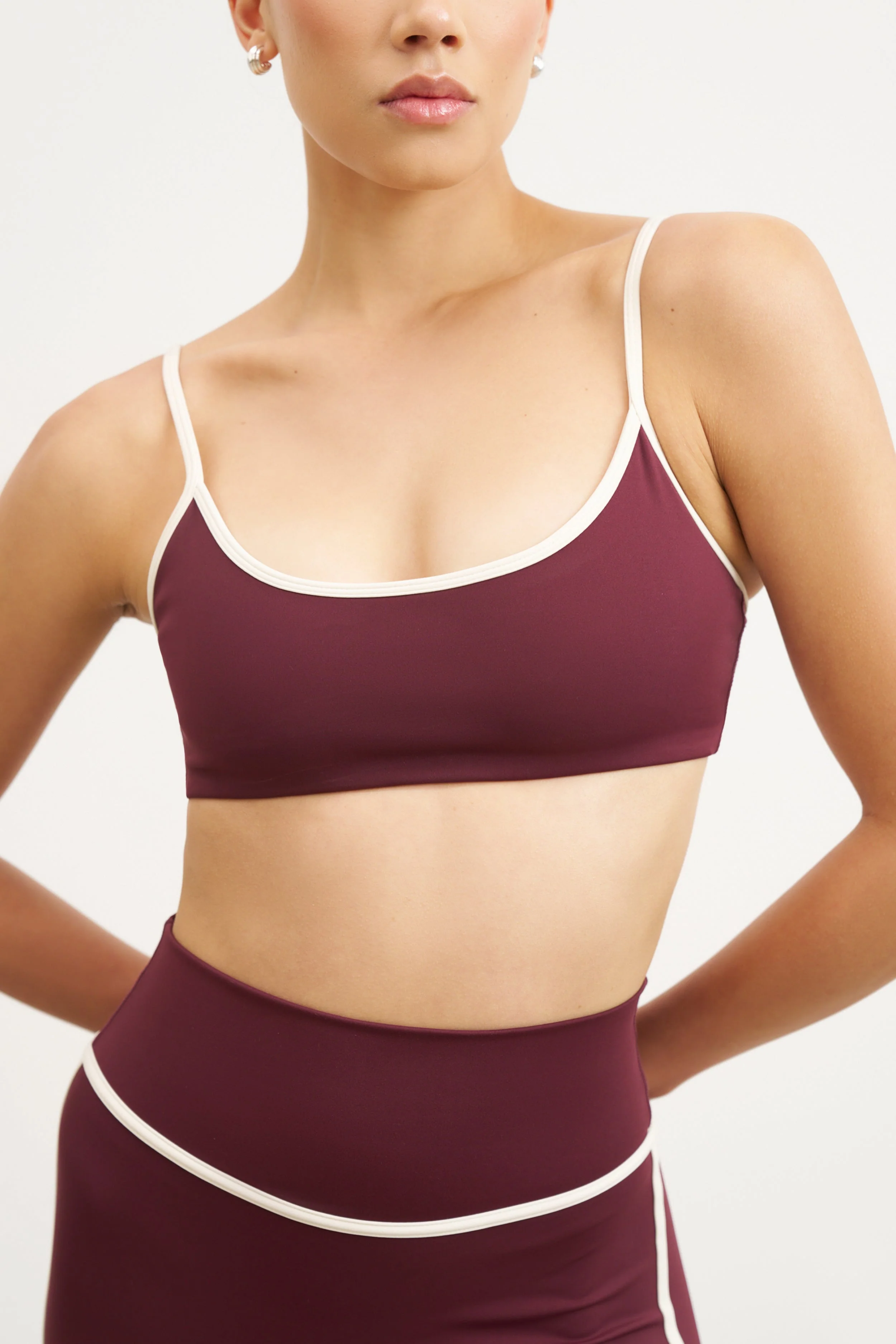 Base Contrast Trim Cami Bra - Merlot/Tofu - Image 3