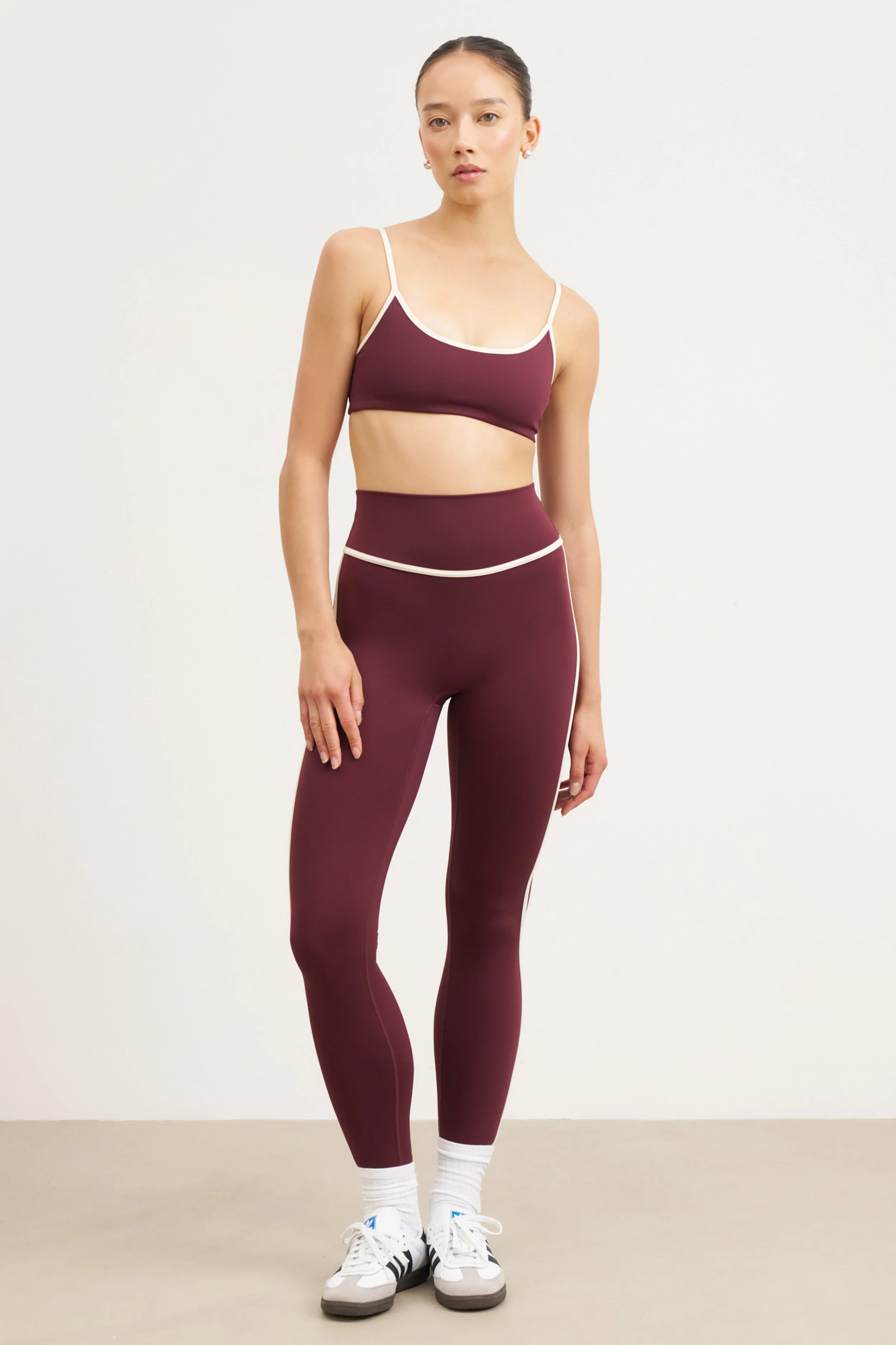 Base Contrast Trim Cami Bra - Merlot/Tofu - Image 4