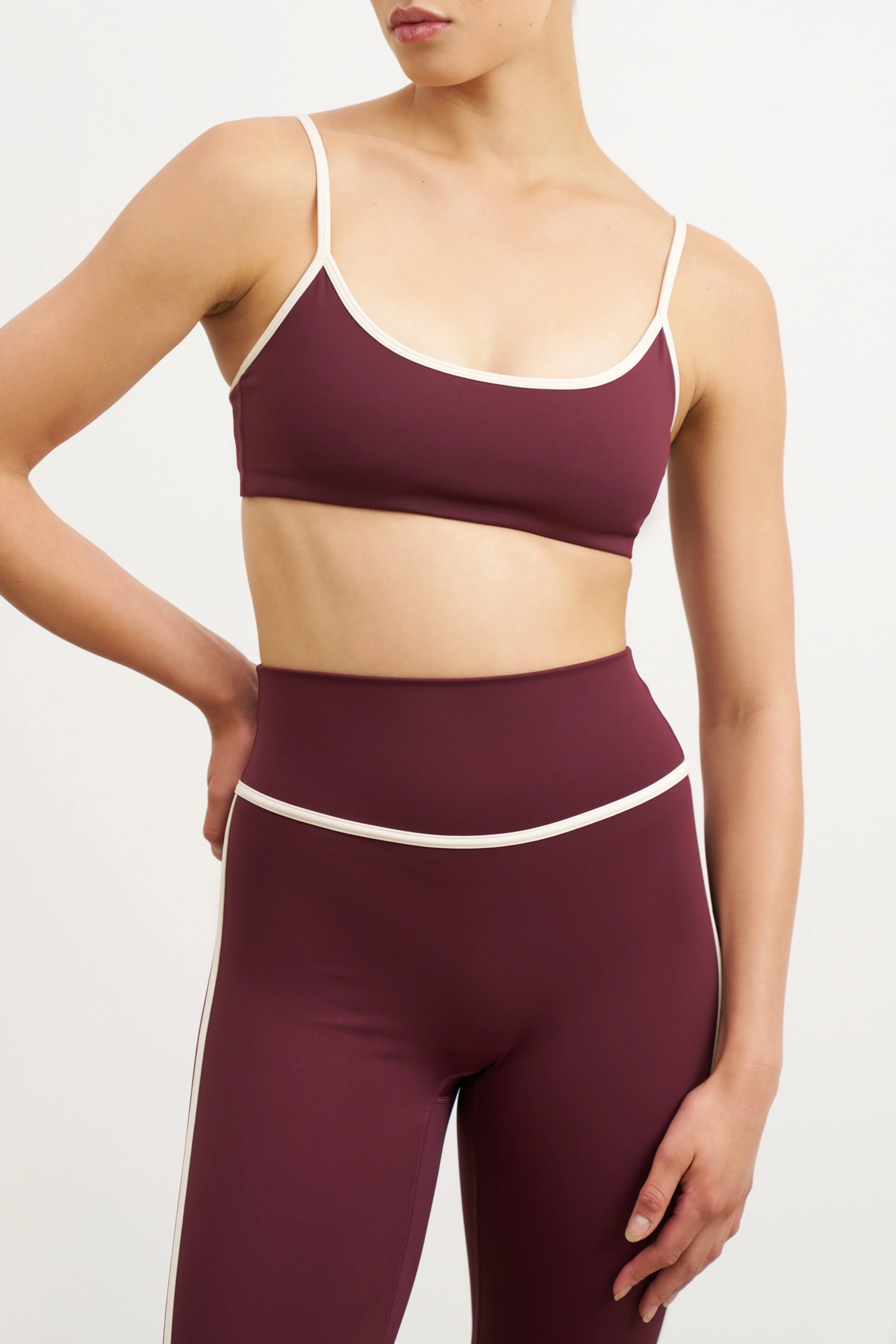 Base Contrast Trim Cami Bra - Merlot/Tofu - Image 6