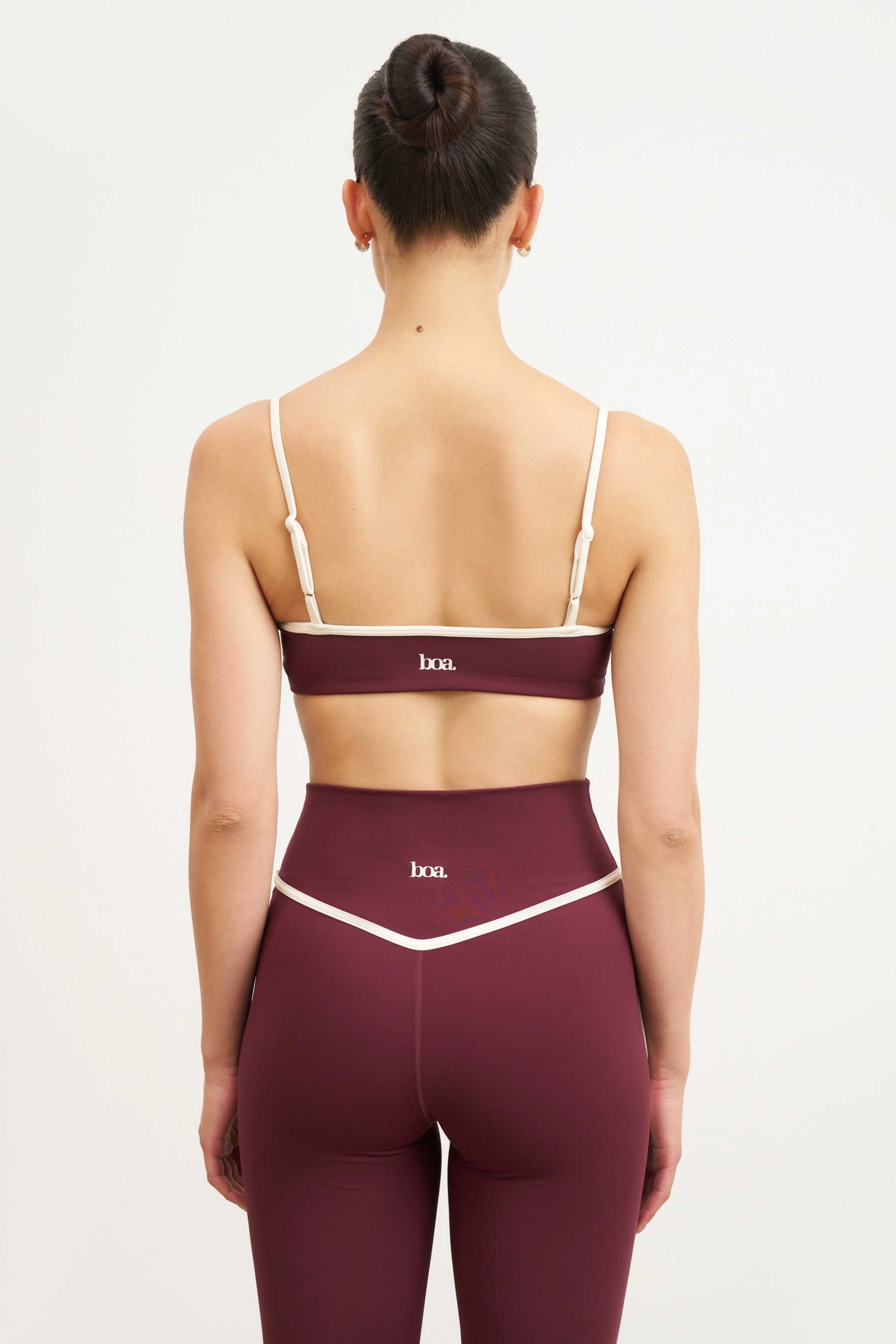 Base Contrast Trim Cami Bra - Merlot/Tofu - Image 8