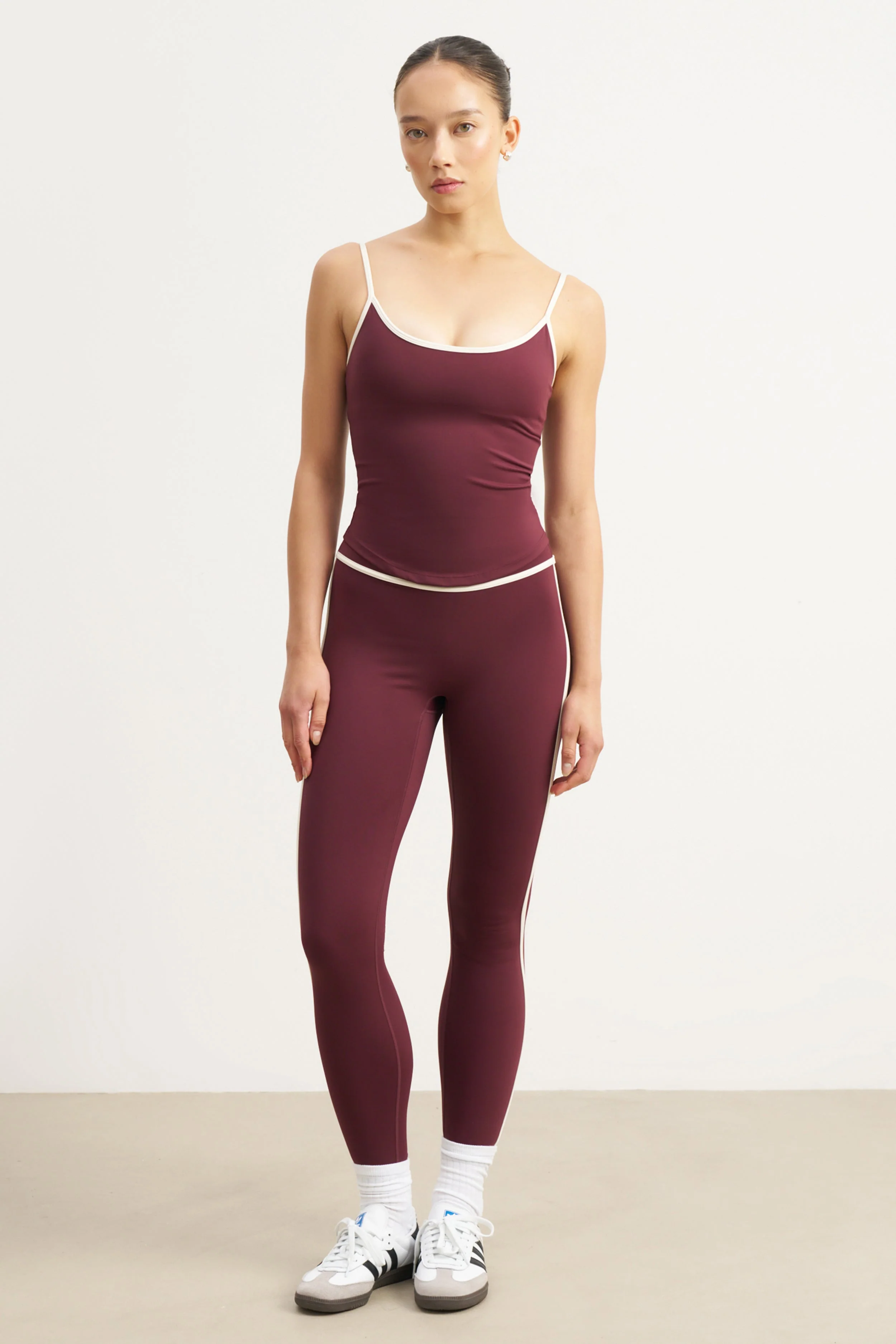 Base Contrast Trim Cami Top - Merlot/Tofu - Image 2