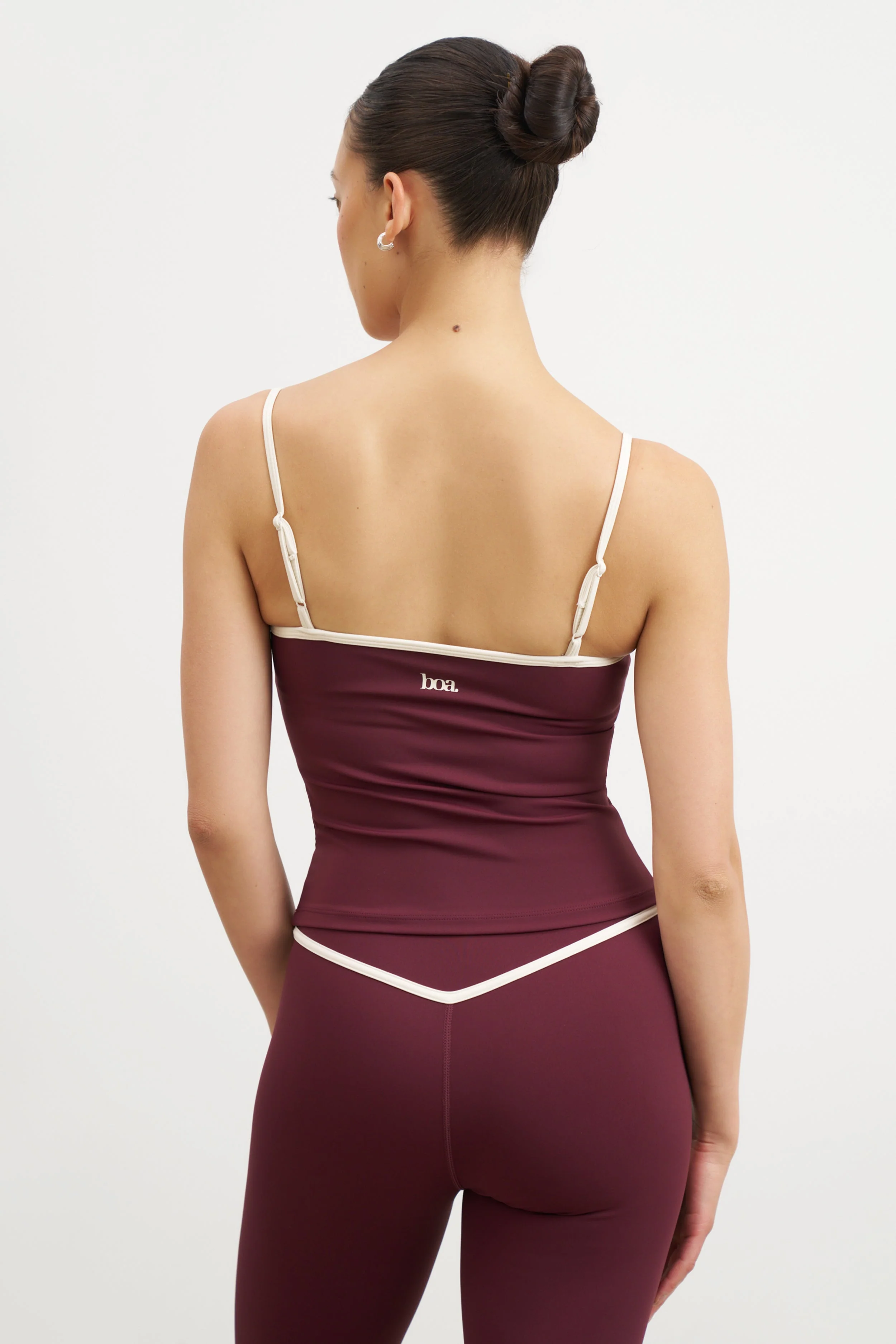 Base Contrast Trim Cami Top - Merlot/Tofu - Image 3