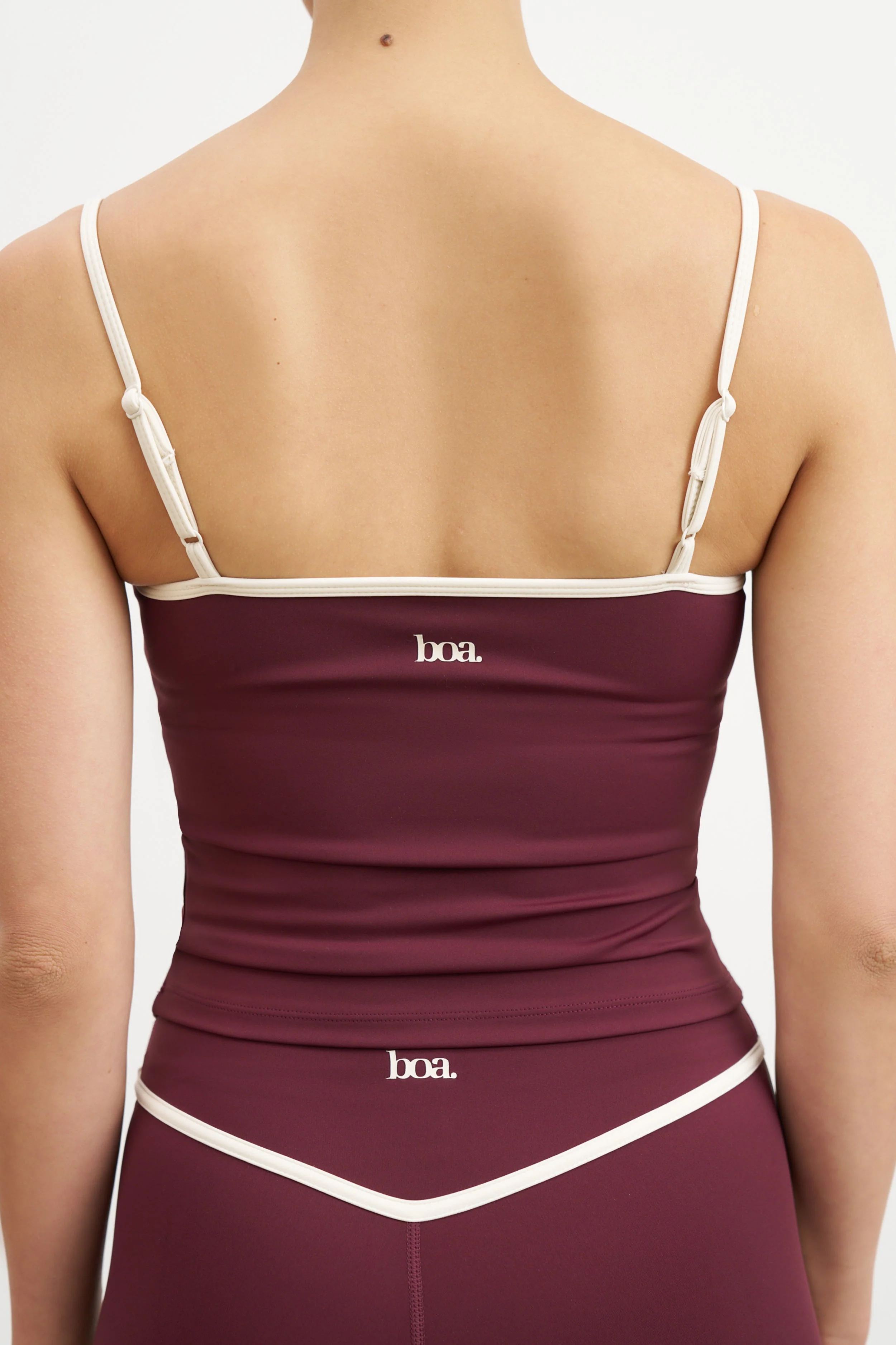 Base Contrast Trim Cami Top - Merlot/Tofu - Image 4