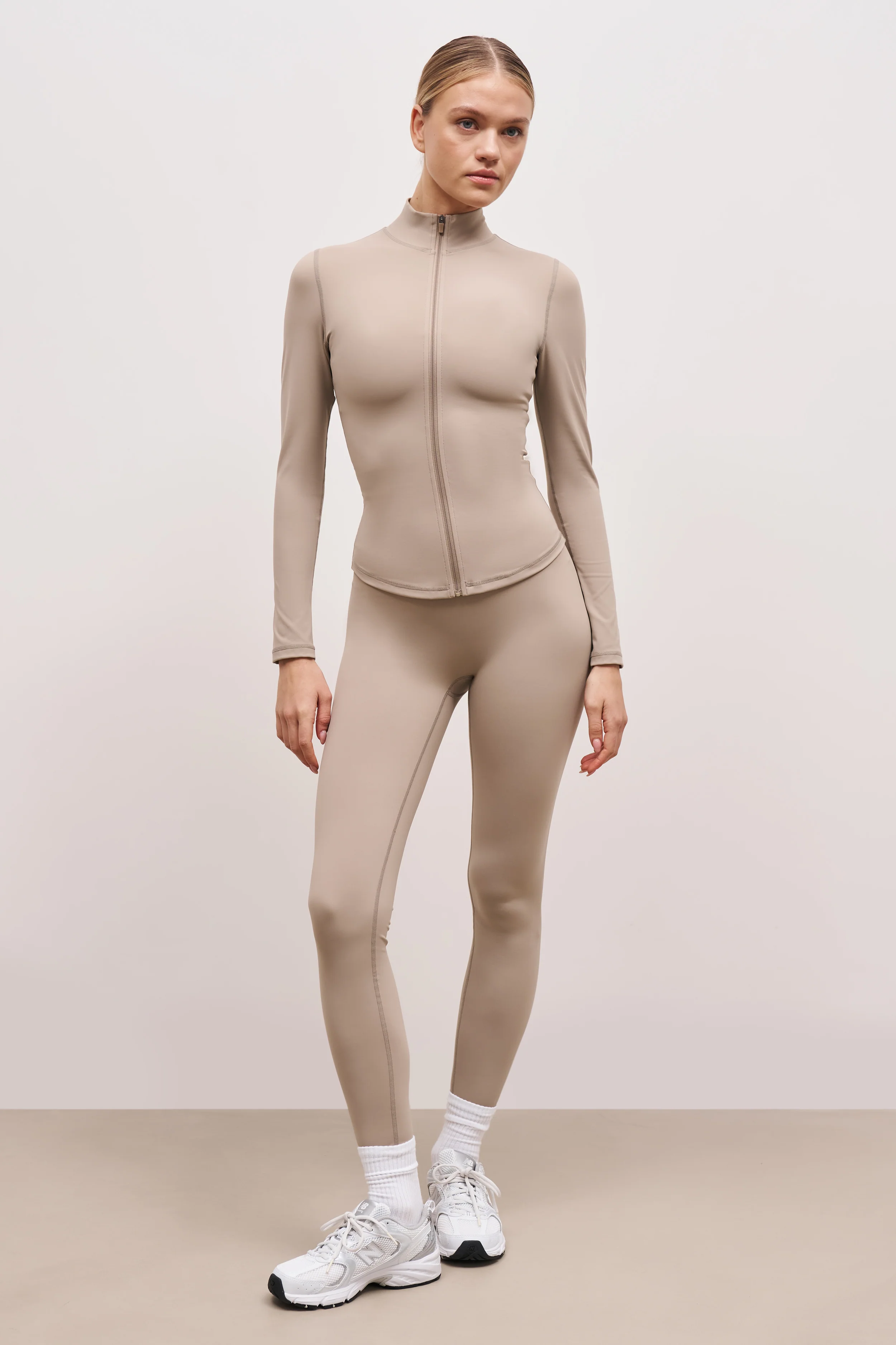 Base Sculpting Zip Up Jacket - Taupe - Image 4