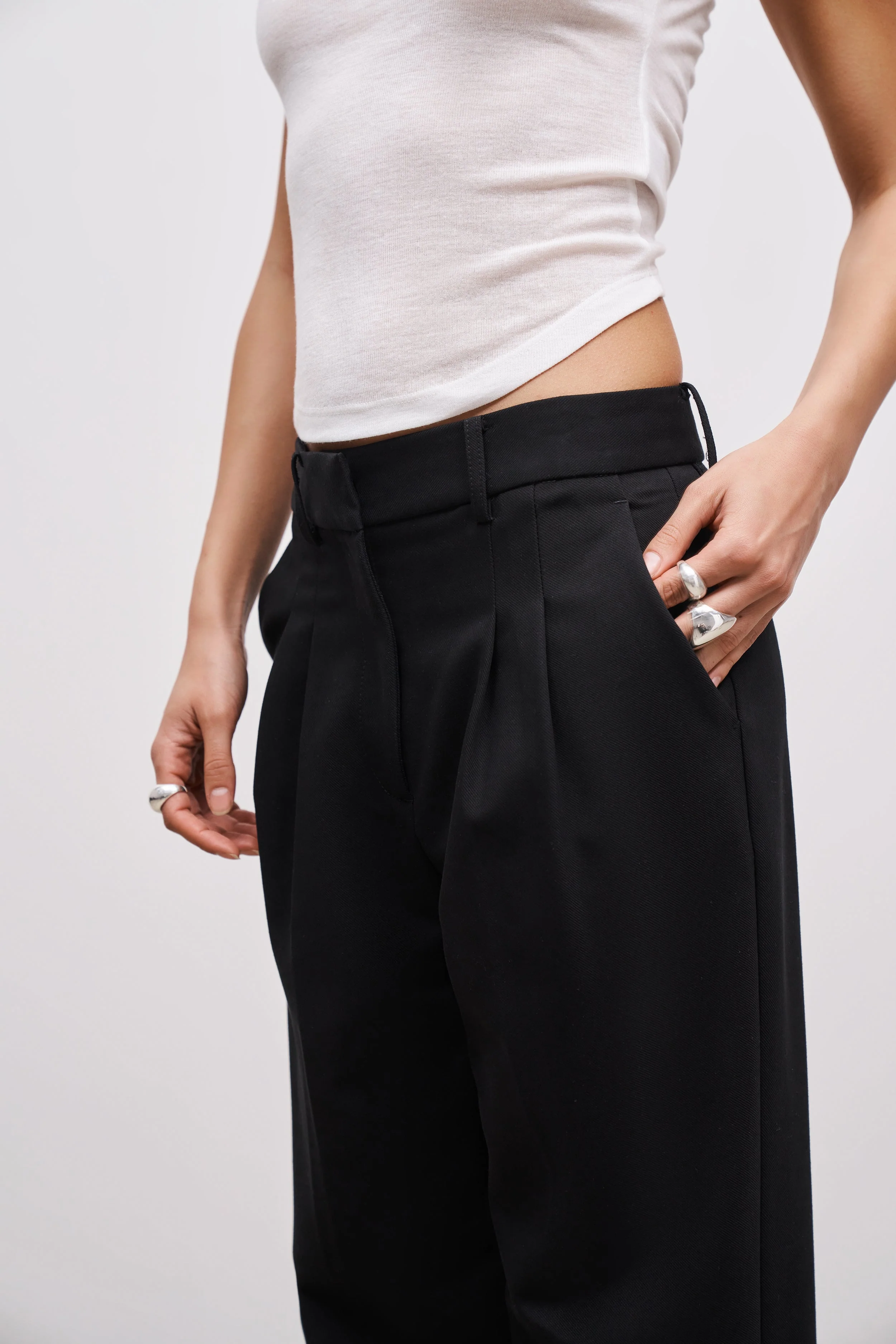 Carrot Leg Trousers - Black - Image 4