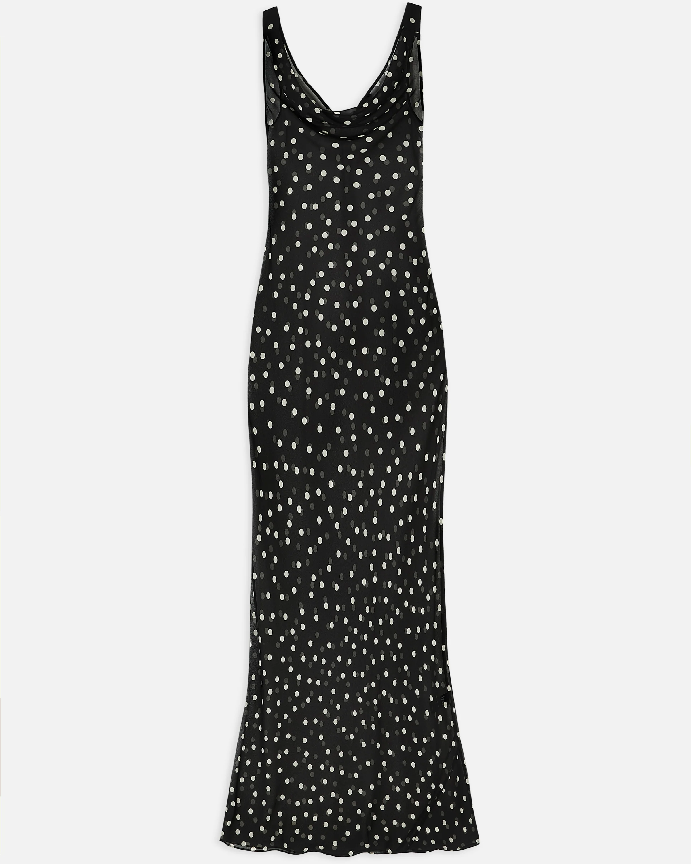 Chiffon Cowl Neck Gown - Maxi Polka Dot - Image 10