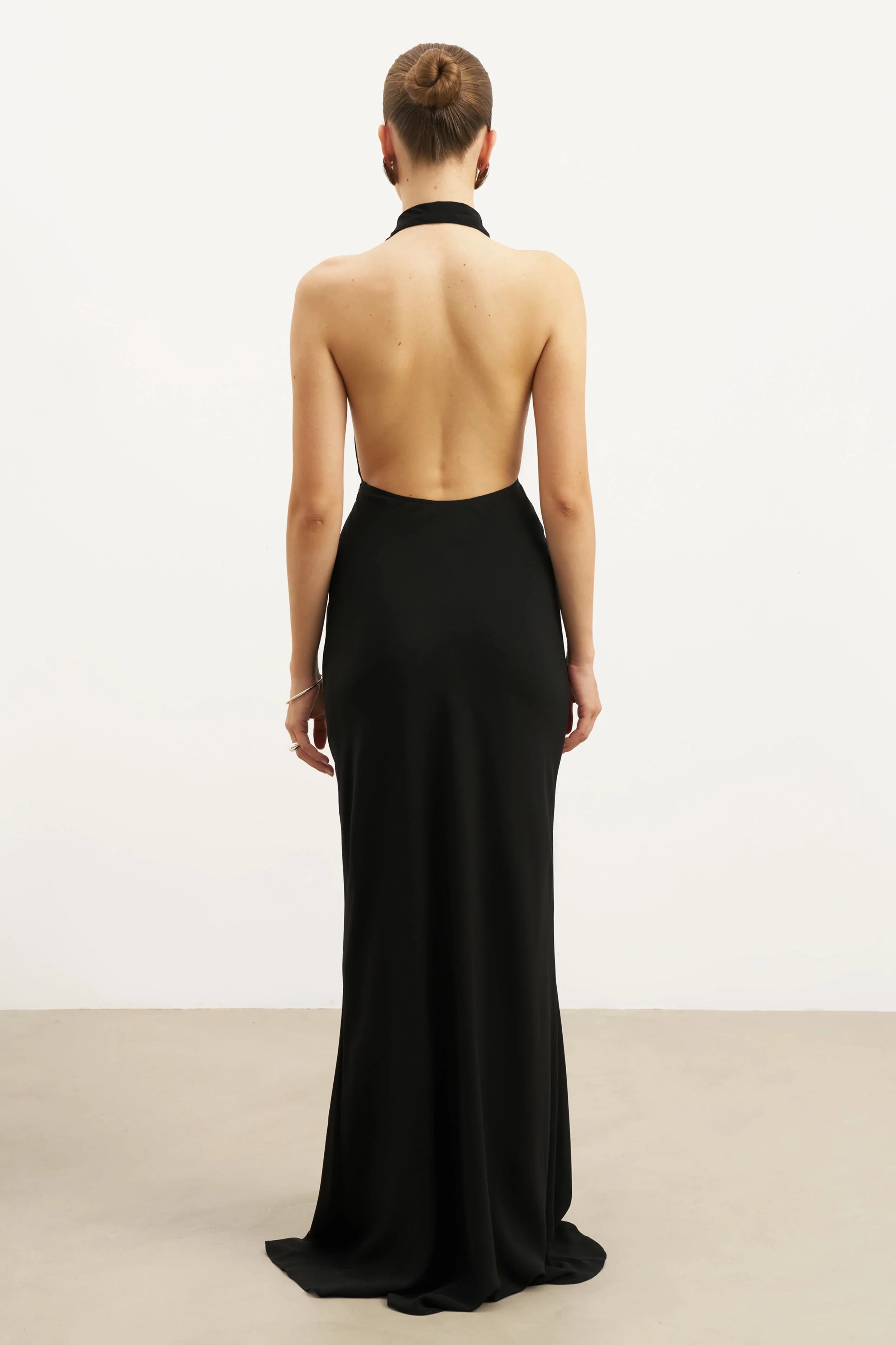 Chiffon Plunging Cowl Neck Maxi Dress - Black - Image 2