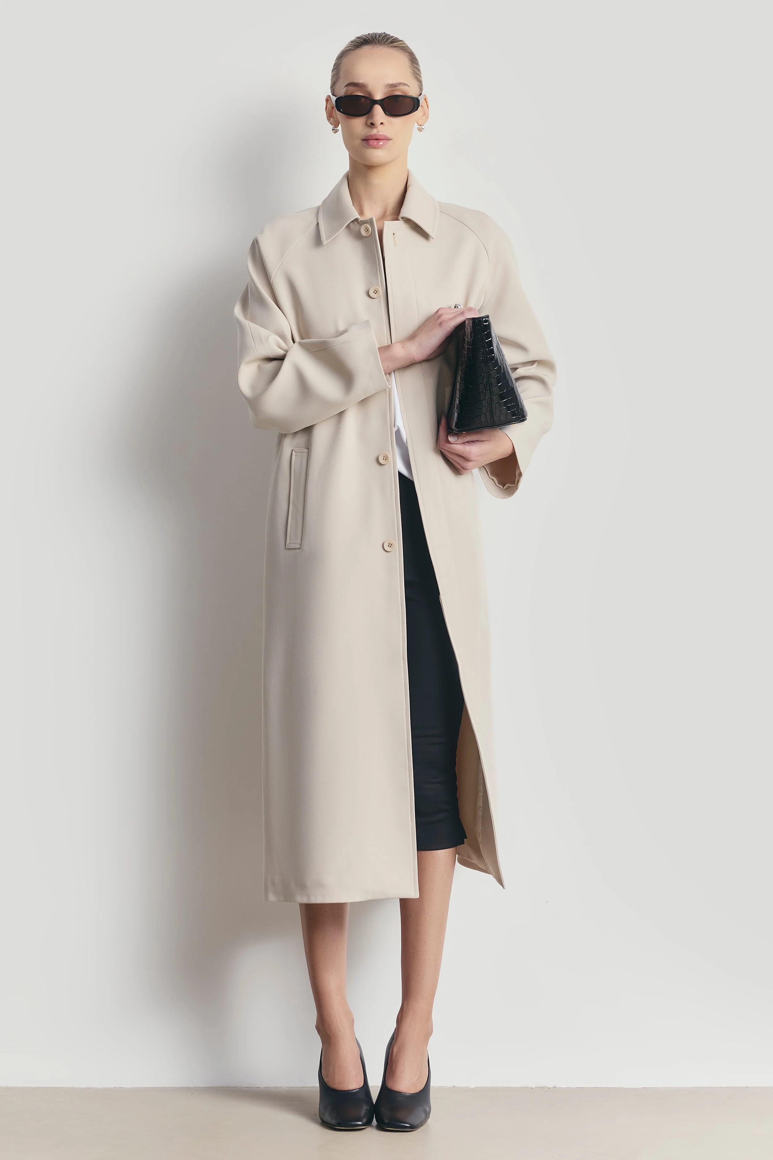 Clean Cut Longline Driving Coat - Stone - Image 4