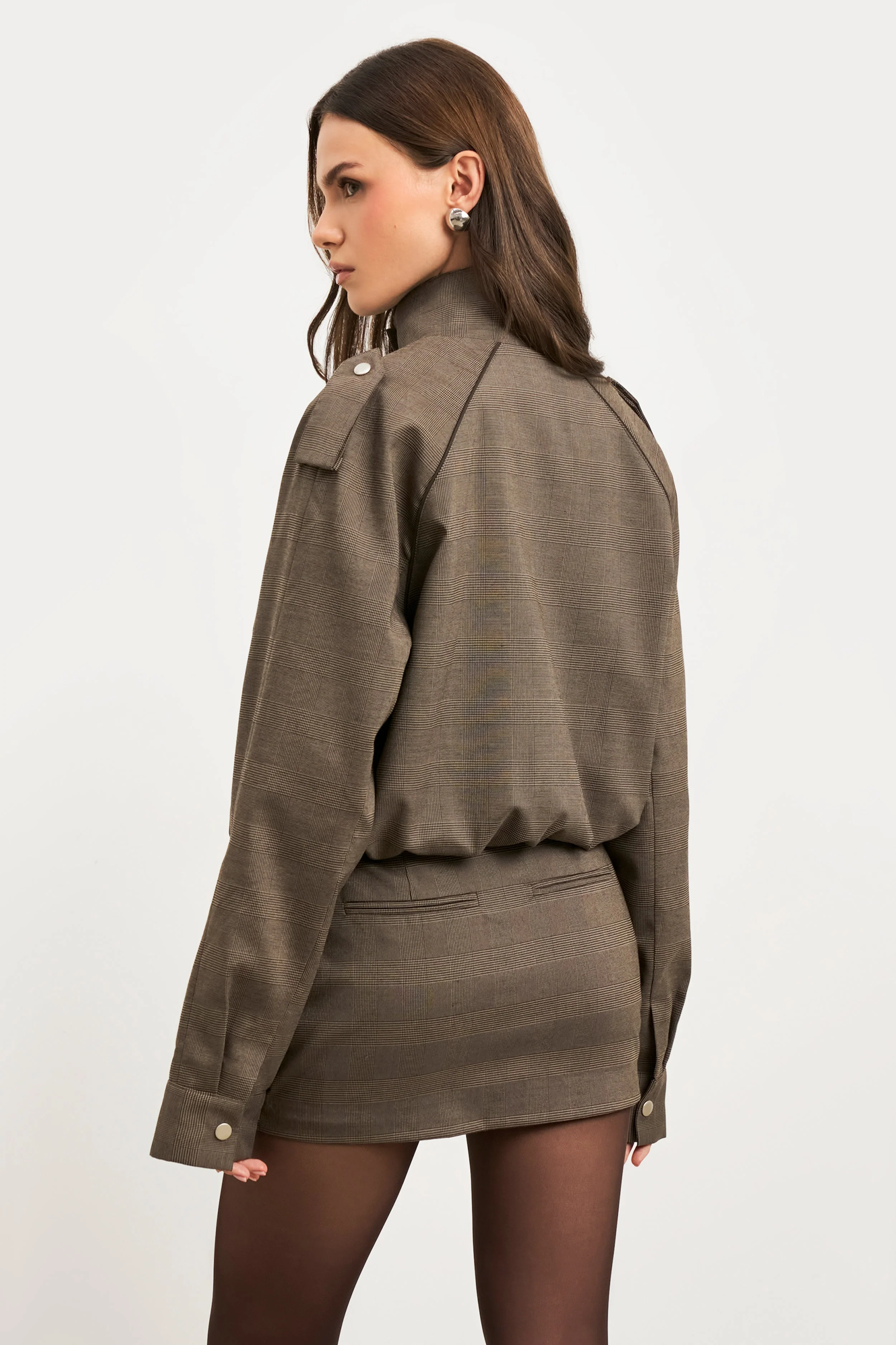 Clean Cut Micro Skirt - Carob Check - Image 6