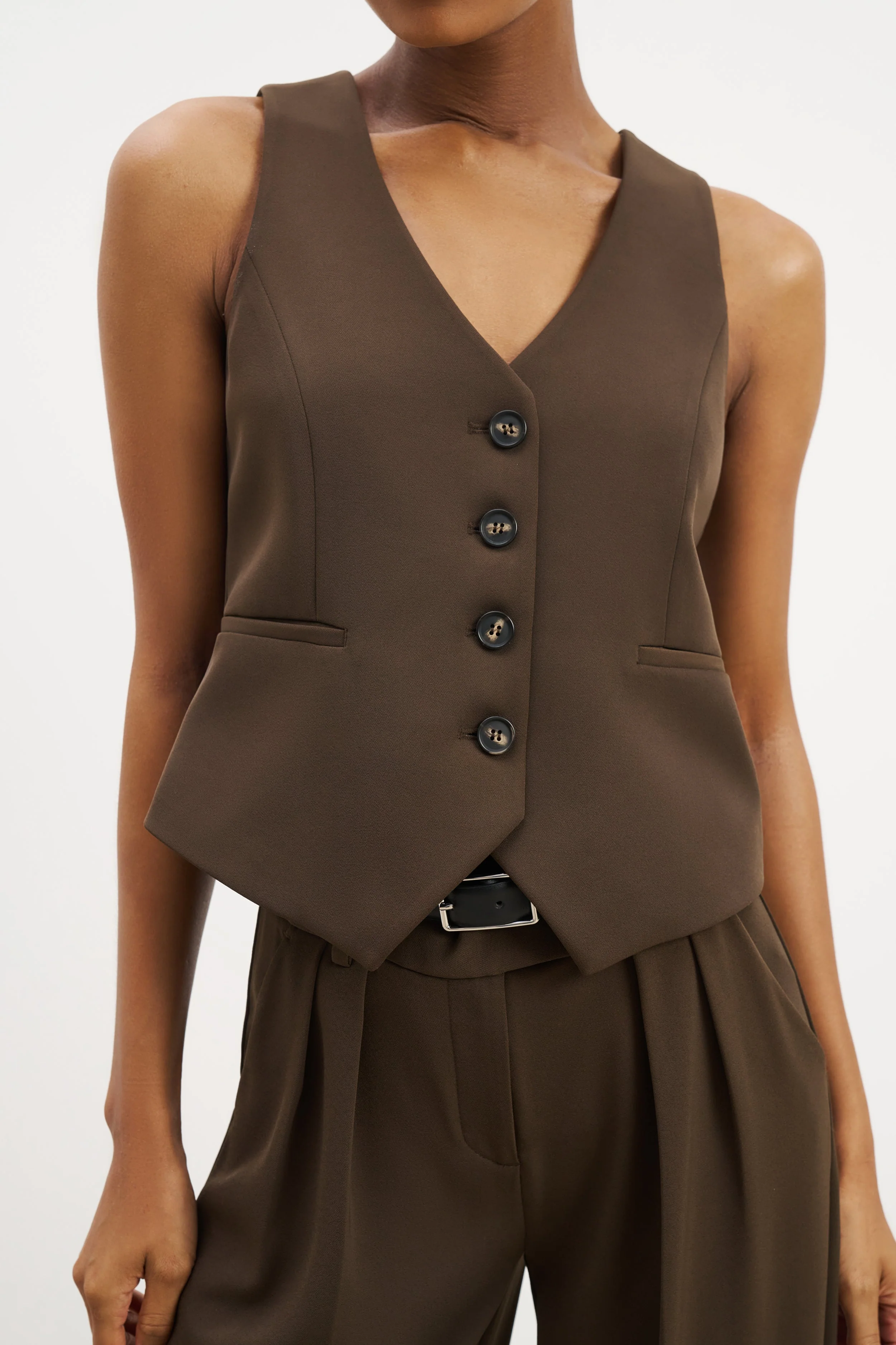 Clean Cut Waistcoat - Carob - Image 2