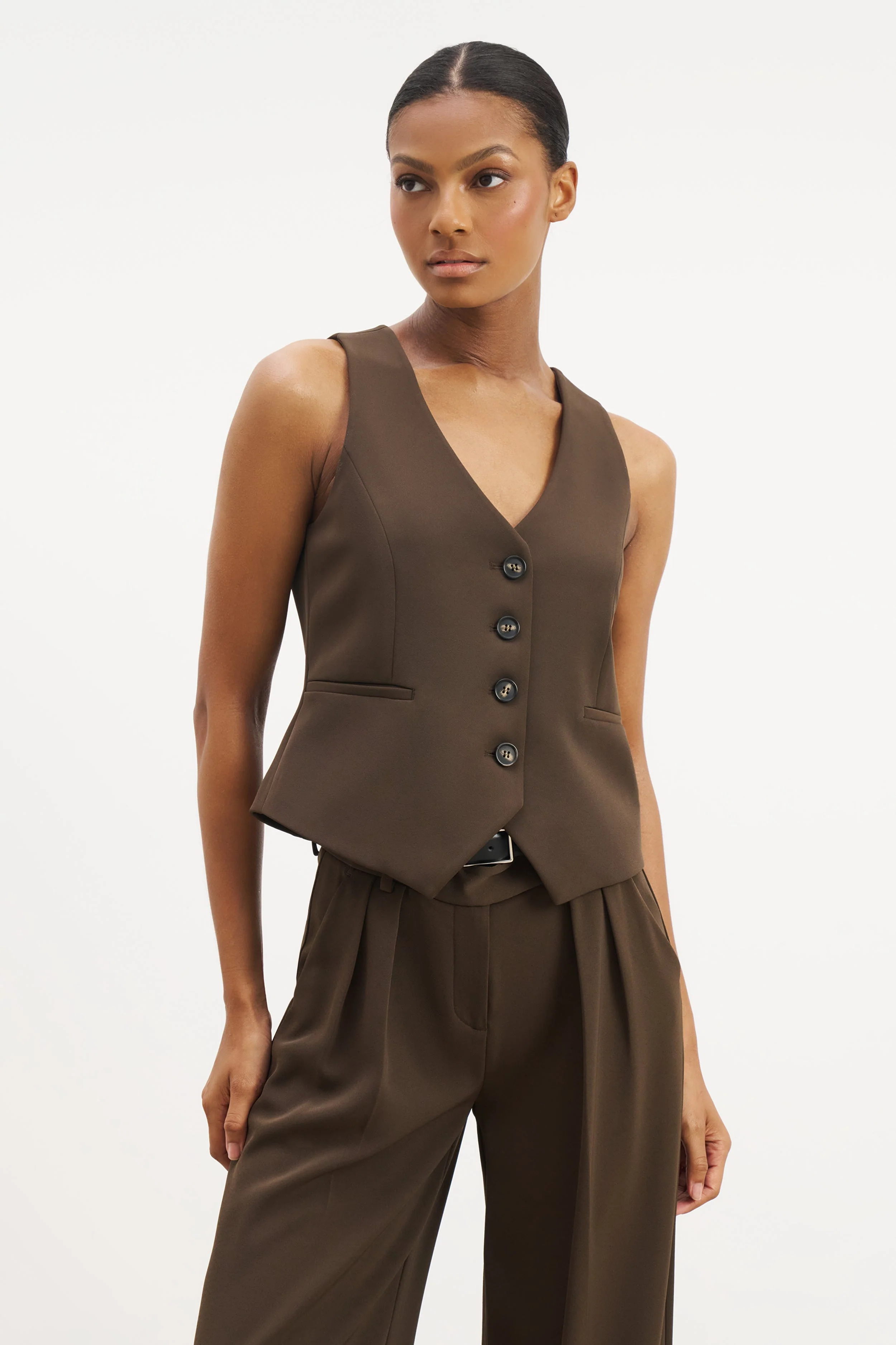 Clean Cut Waistcoat - Carob - Image 4