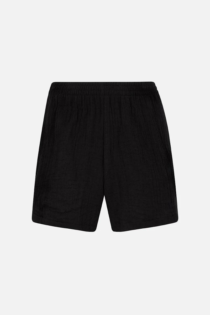 Cotton Crinkle Shorts - Black - Image 6
