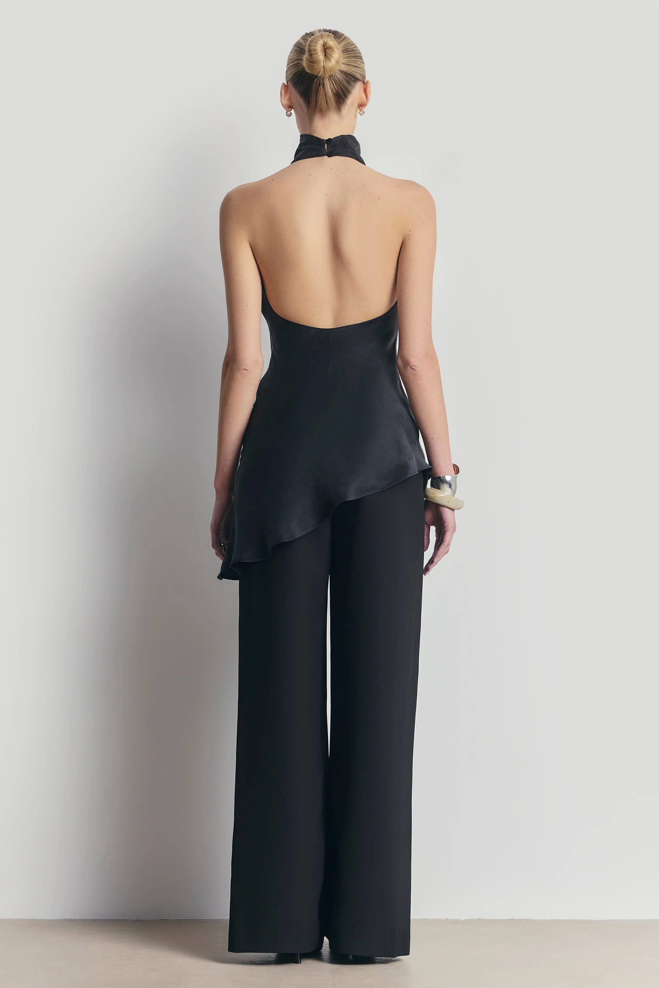 Cowl Neck Asymmetric Top - Black - Image 7