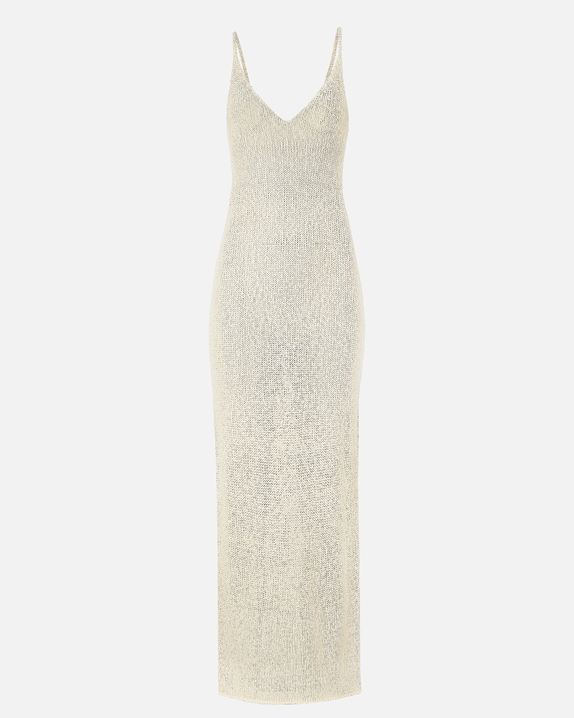 Crochet Knit Plunging Cami Maxi Dress - Cream - Image 10
