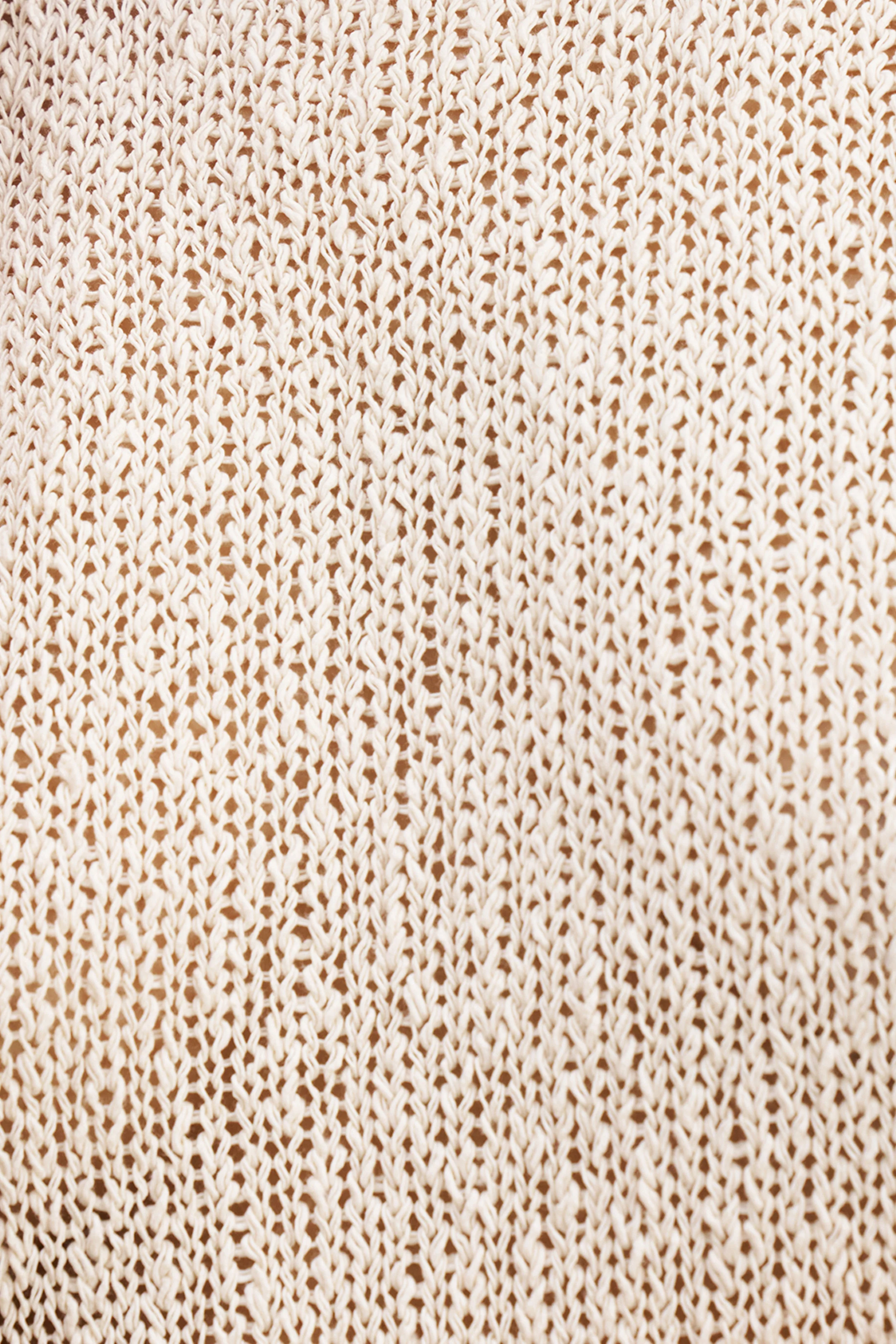 Crochet Knit Plunging Cami Top - Cream - Image 11