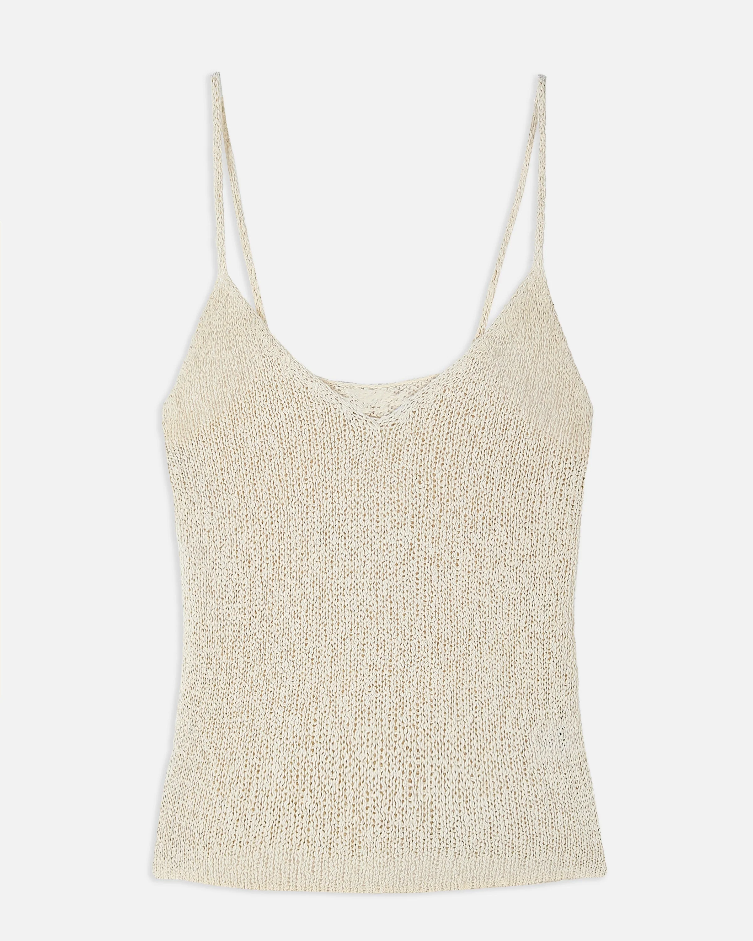 Crochet Knit Plunging Cami Top - Cream - Image 12