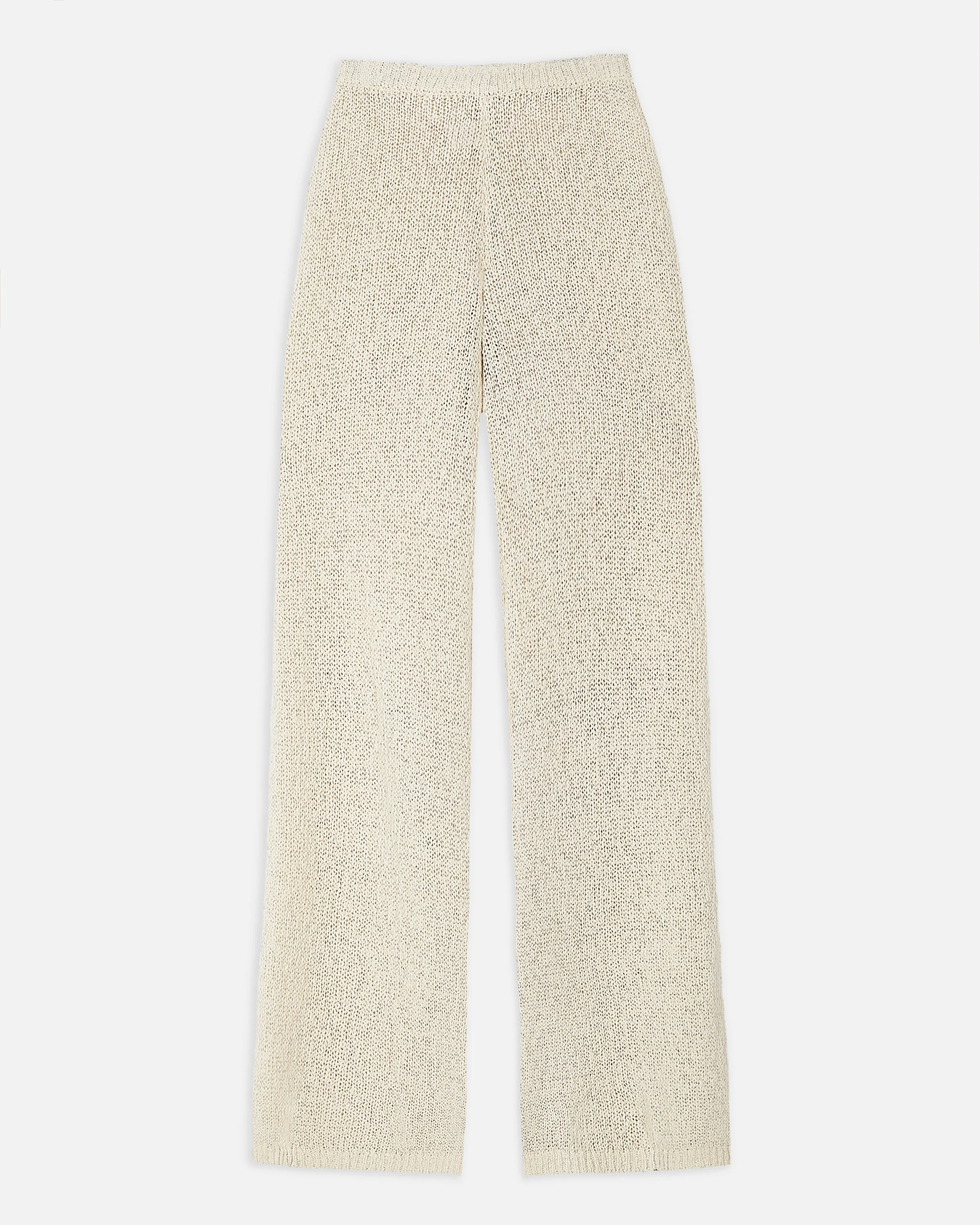 Crochet Knit Wide Leg Trousers - Cream - Image 8