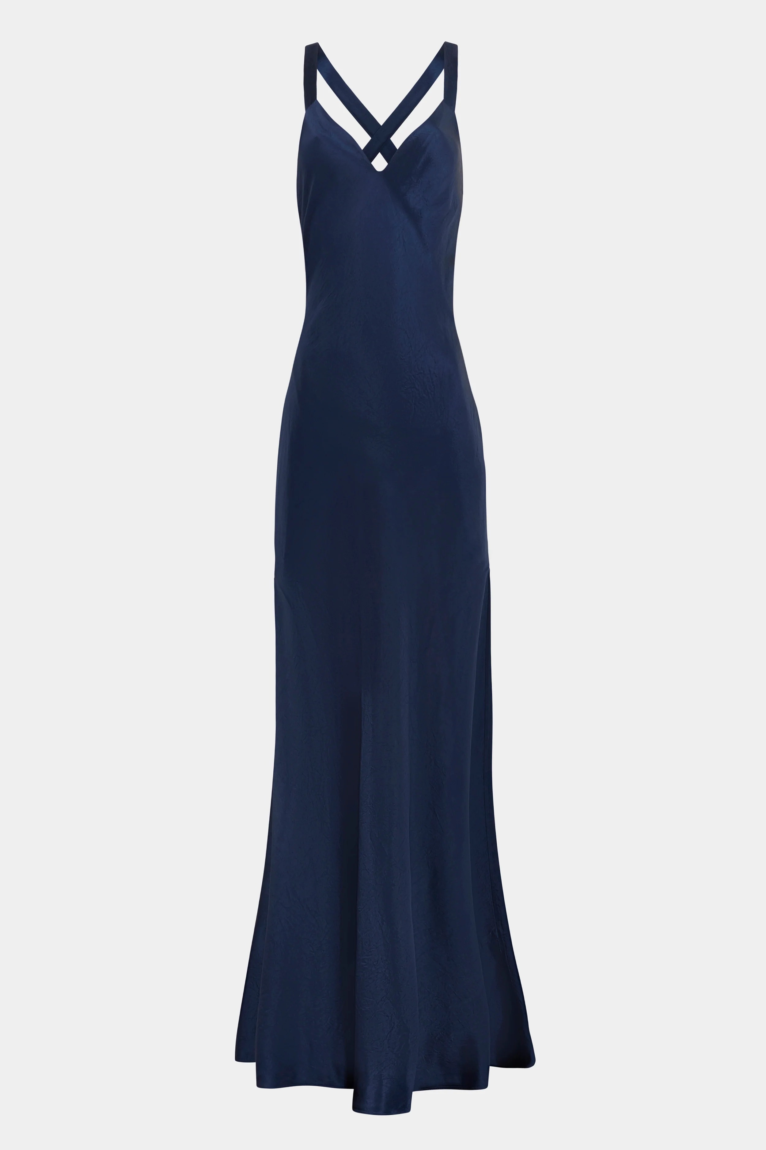Crushed Satin Cross Back Gown - Navy - Image 7