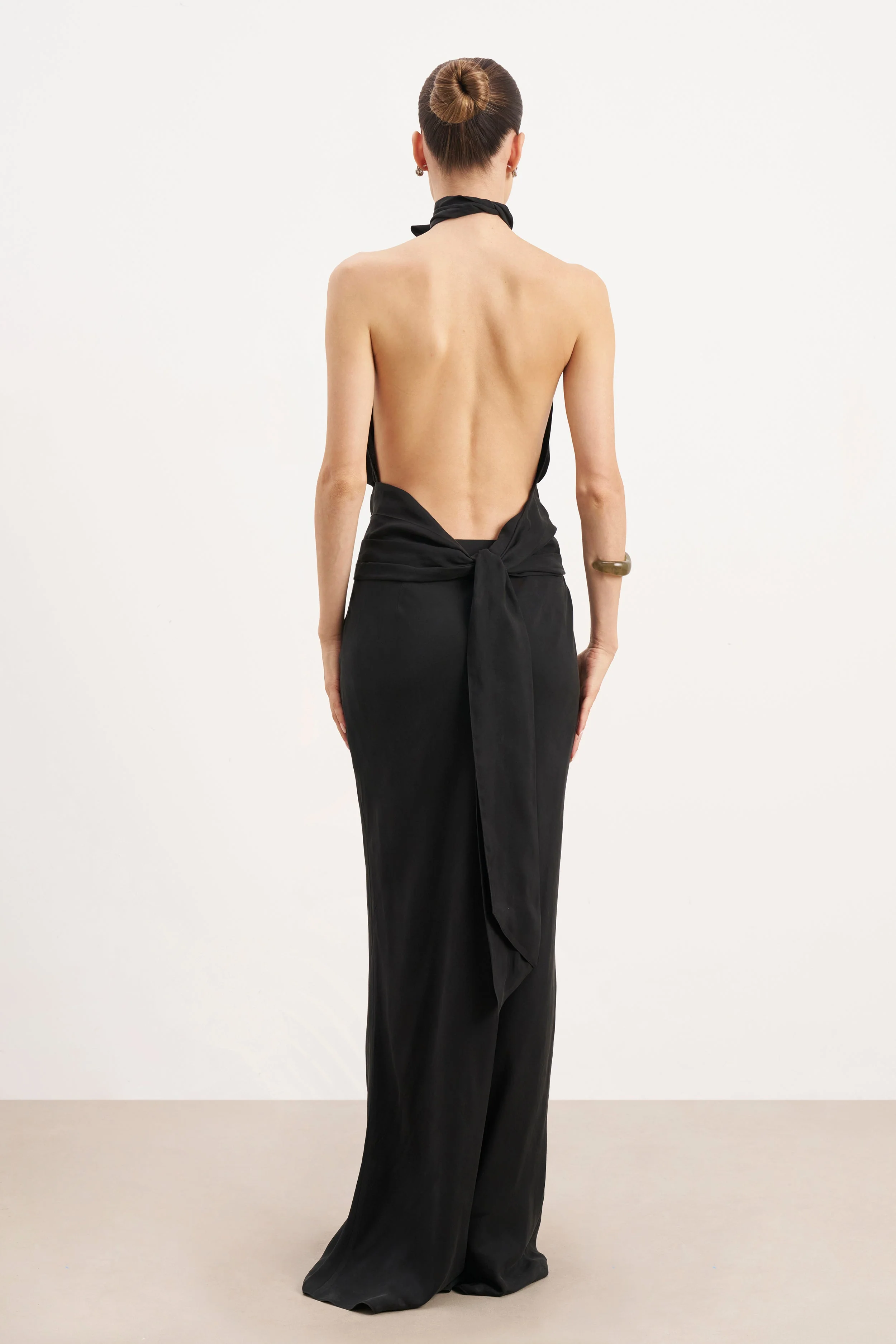 Cupro Bias Cut Maxi Skirt - Black - Image 2