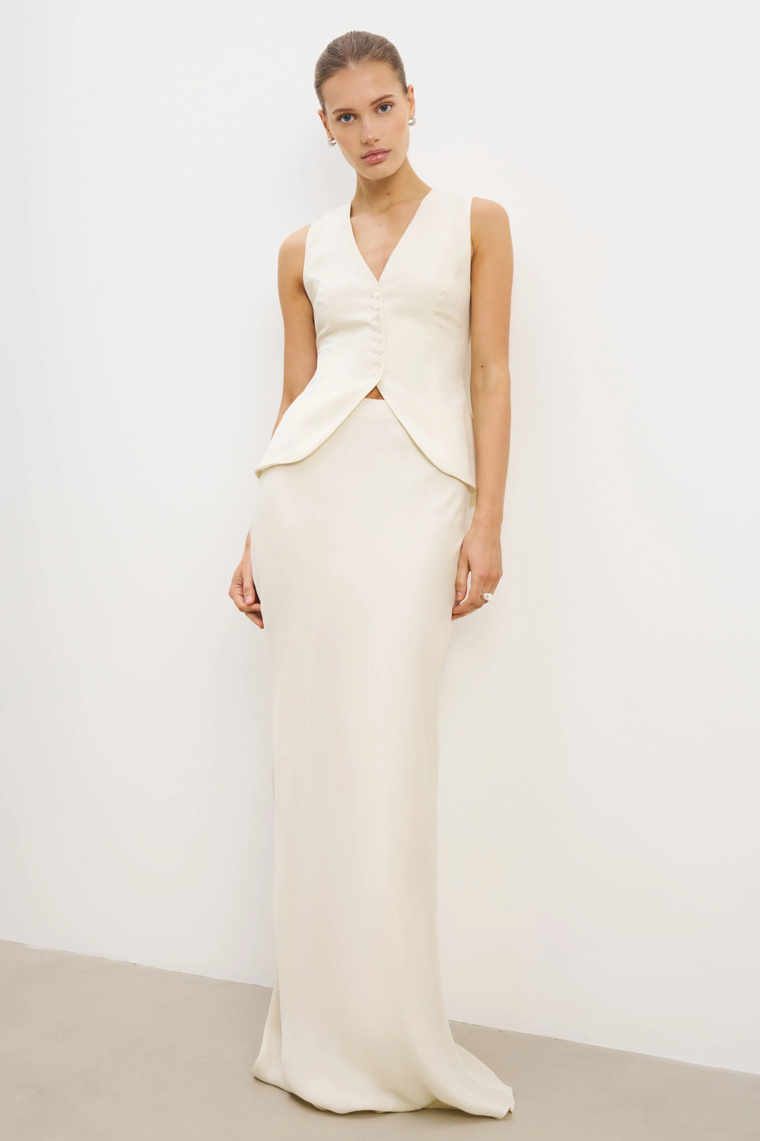 Cupro Bias-Cut Maxi Skirt - Champagne - Image 4