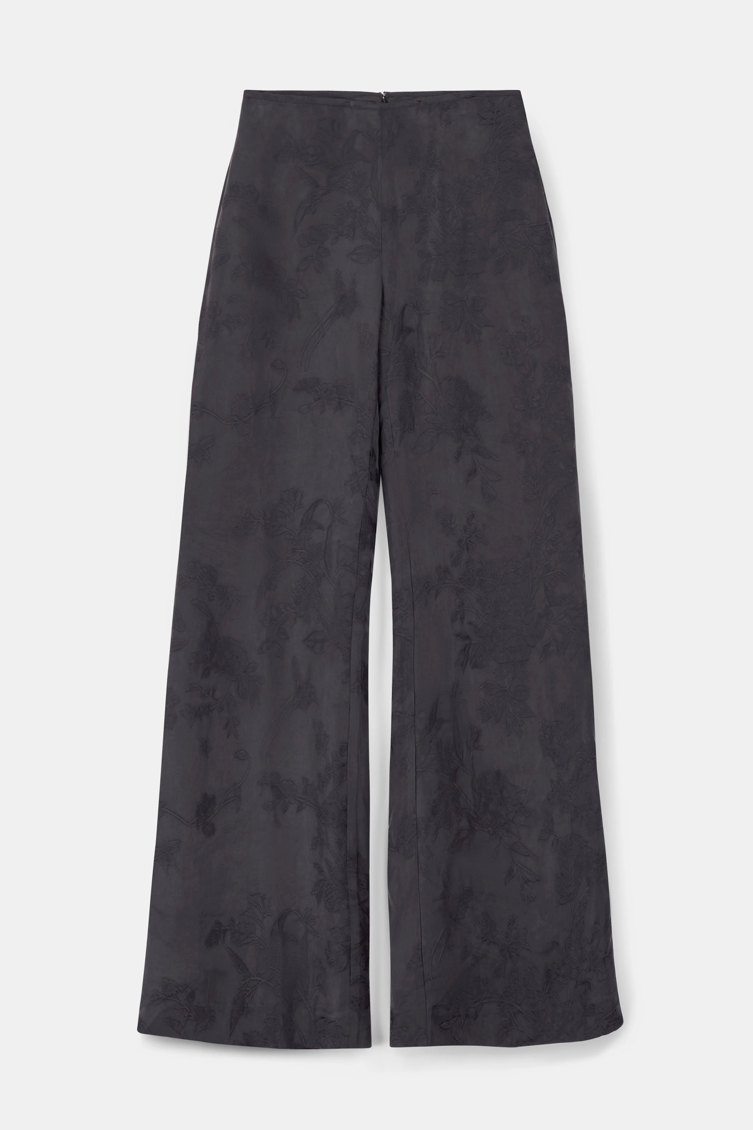 Cupro Jacquard Tailored Wide Leg Trousers - Charcoal - Image 8