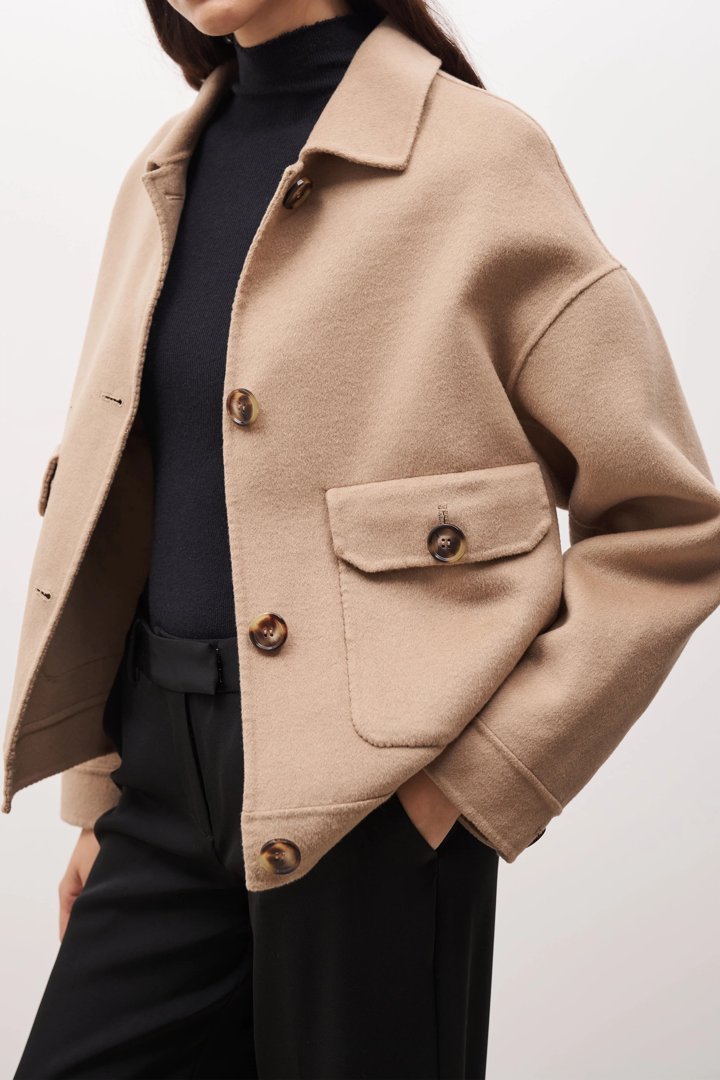 Double Faced Wool Masculine Jacket - Camel - Image 4