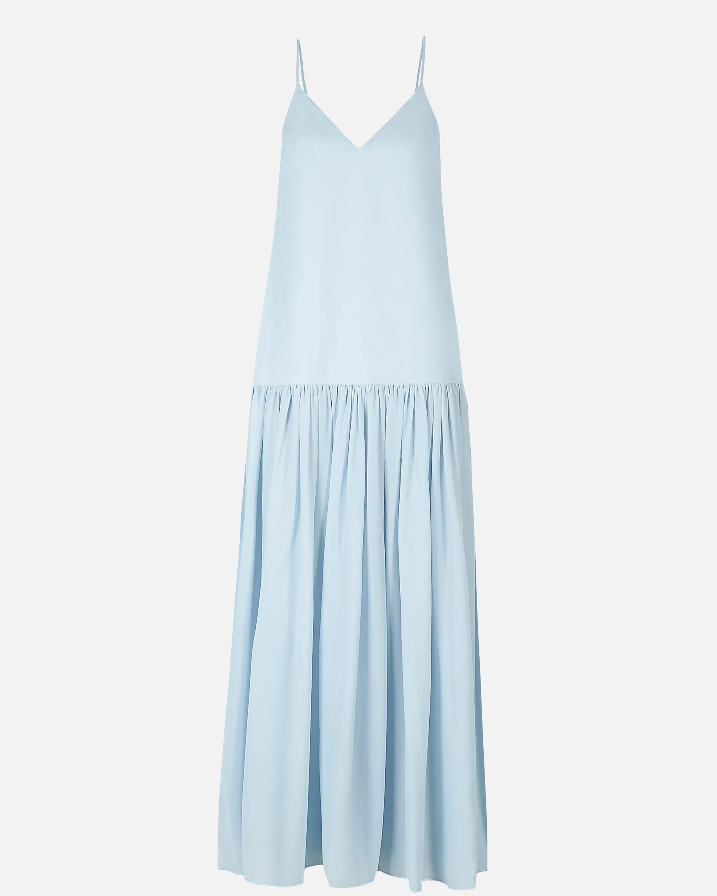 Flowing Dropped Waist Maxi Dress - Powder Blue - Image 10