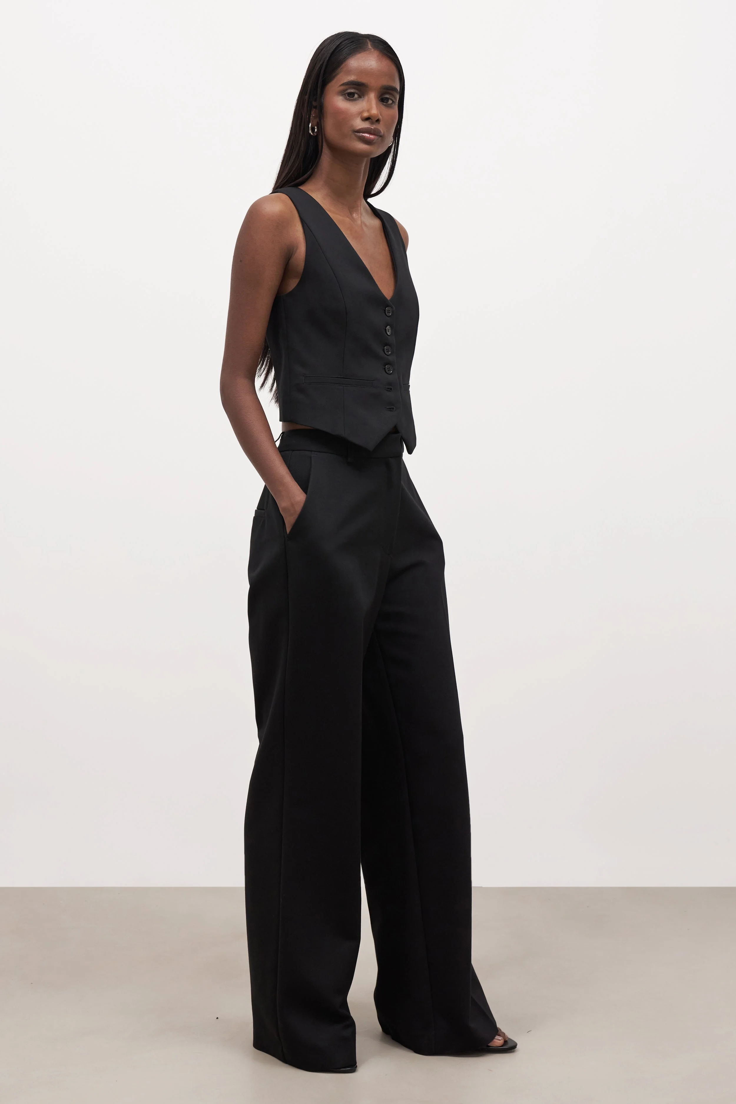 Formal Fitted Waistcoat - Black - Image 3