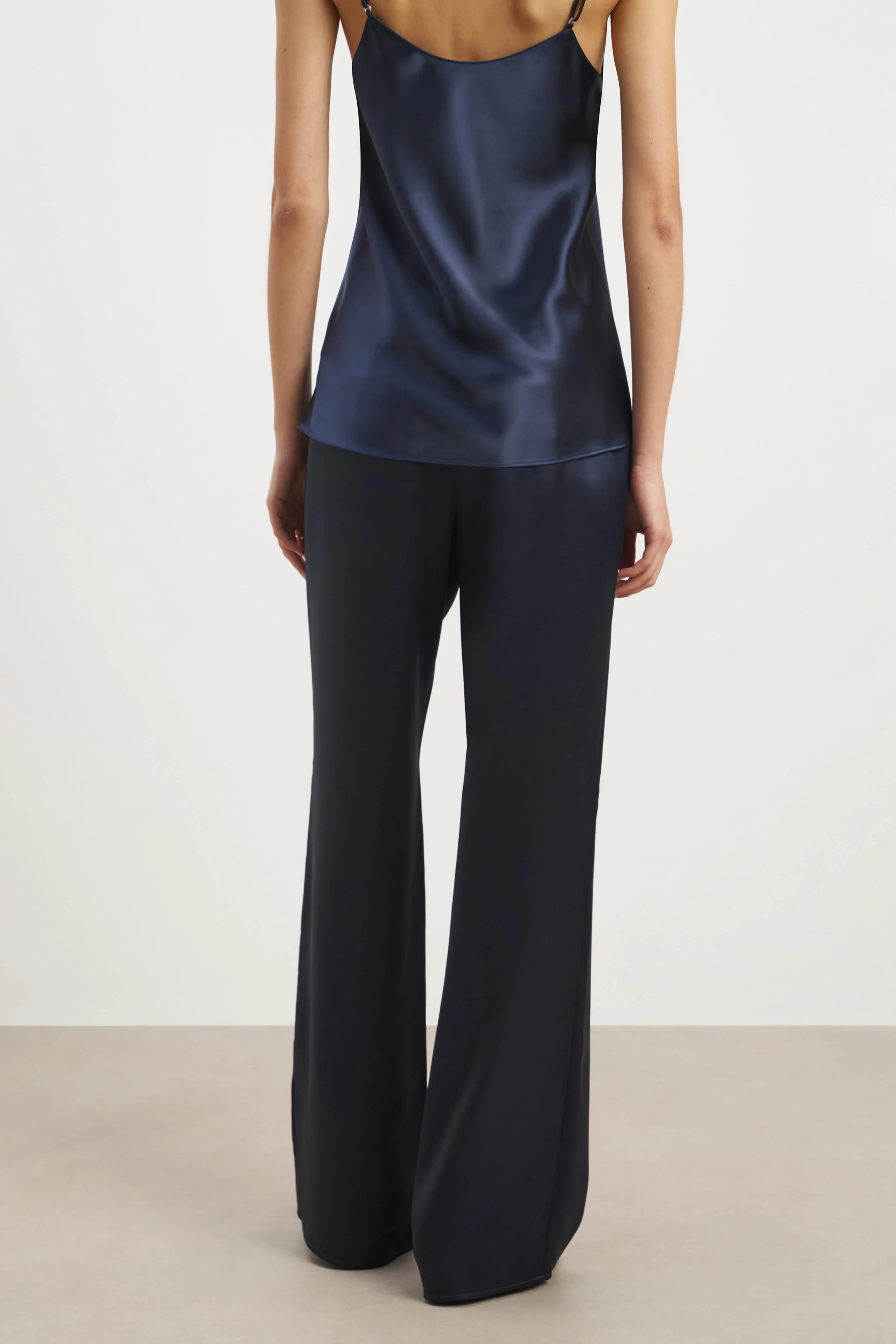 Formal Satin Straight Leg Trousers - Navy - Image 7