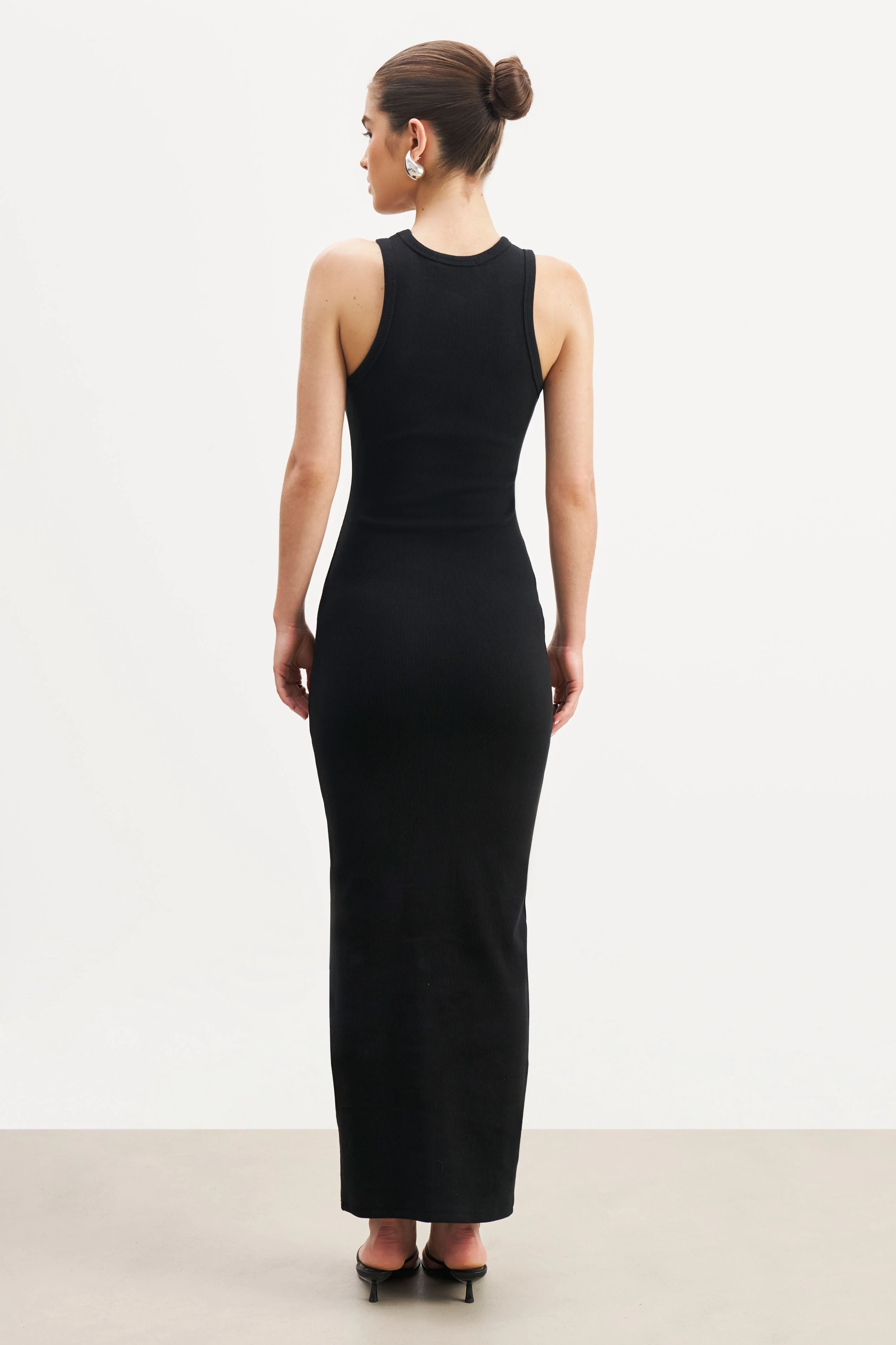 Heavy Ribbed Racer Maxi Dress - Black - Image 6