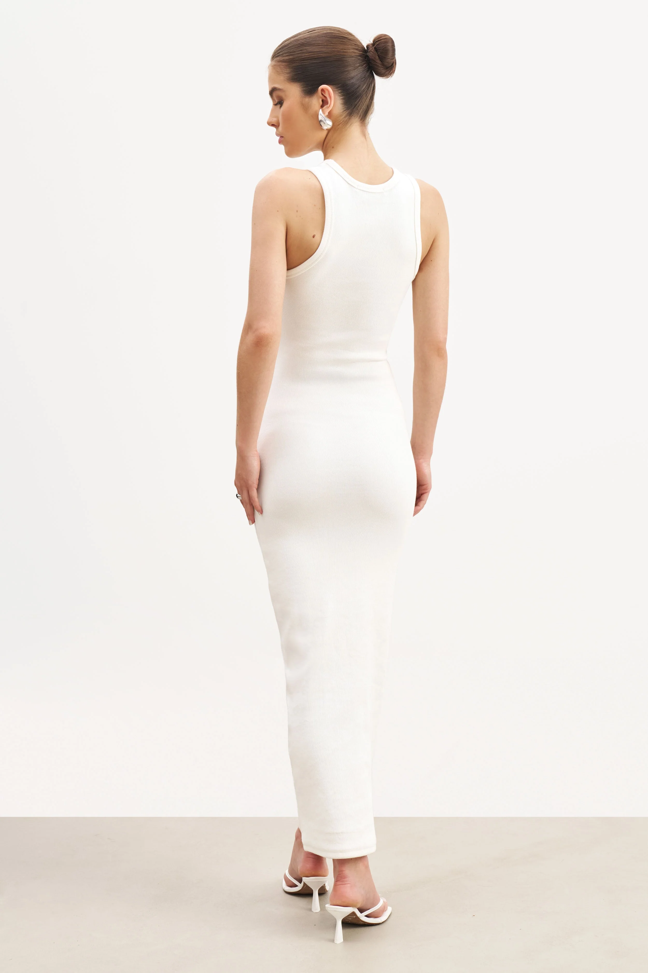 Heavy Ribbed Racer Maxi Dress - Ivory - Image 6