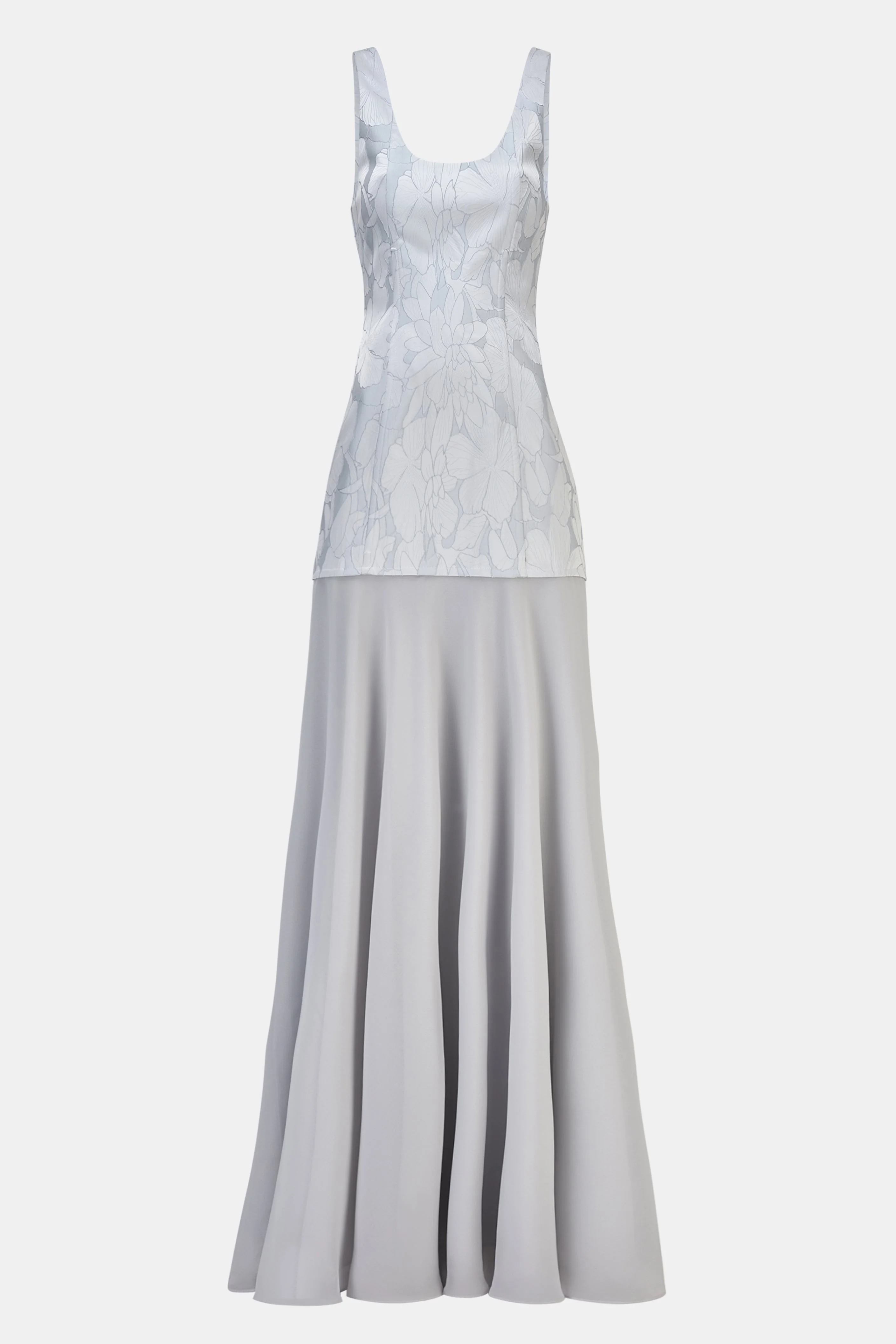 Jacquard Corset Gown with Chiffon Skirt - Frost - Image 9