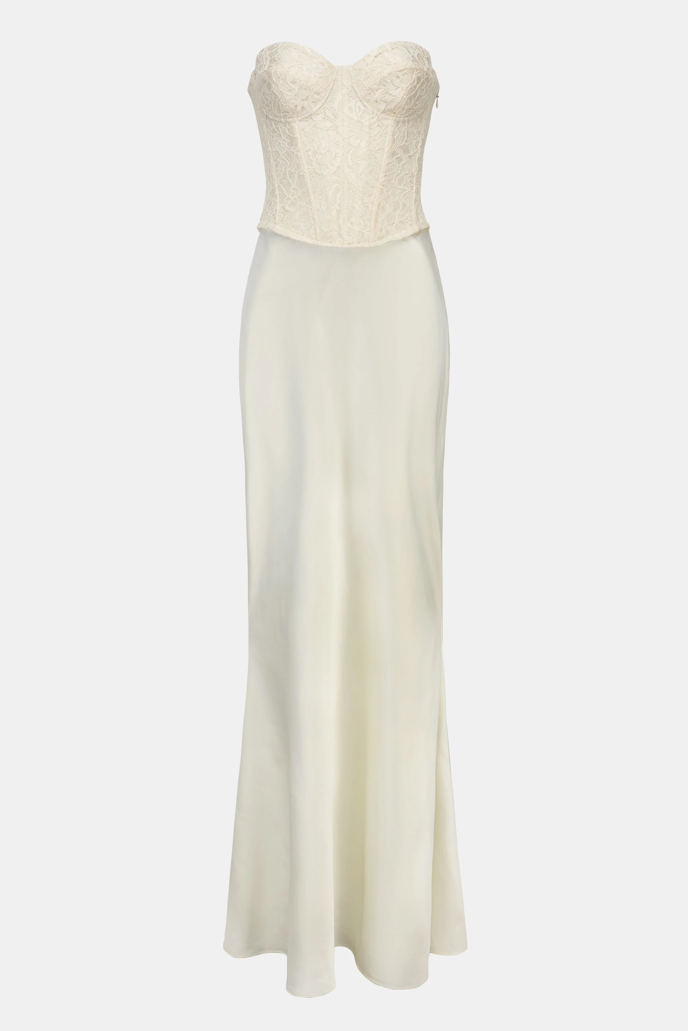 Lace Corset Gown with Sweetheart Neckline - Cream - Image 8