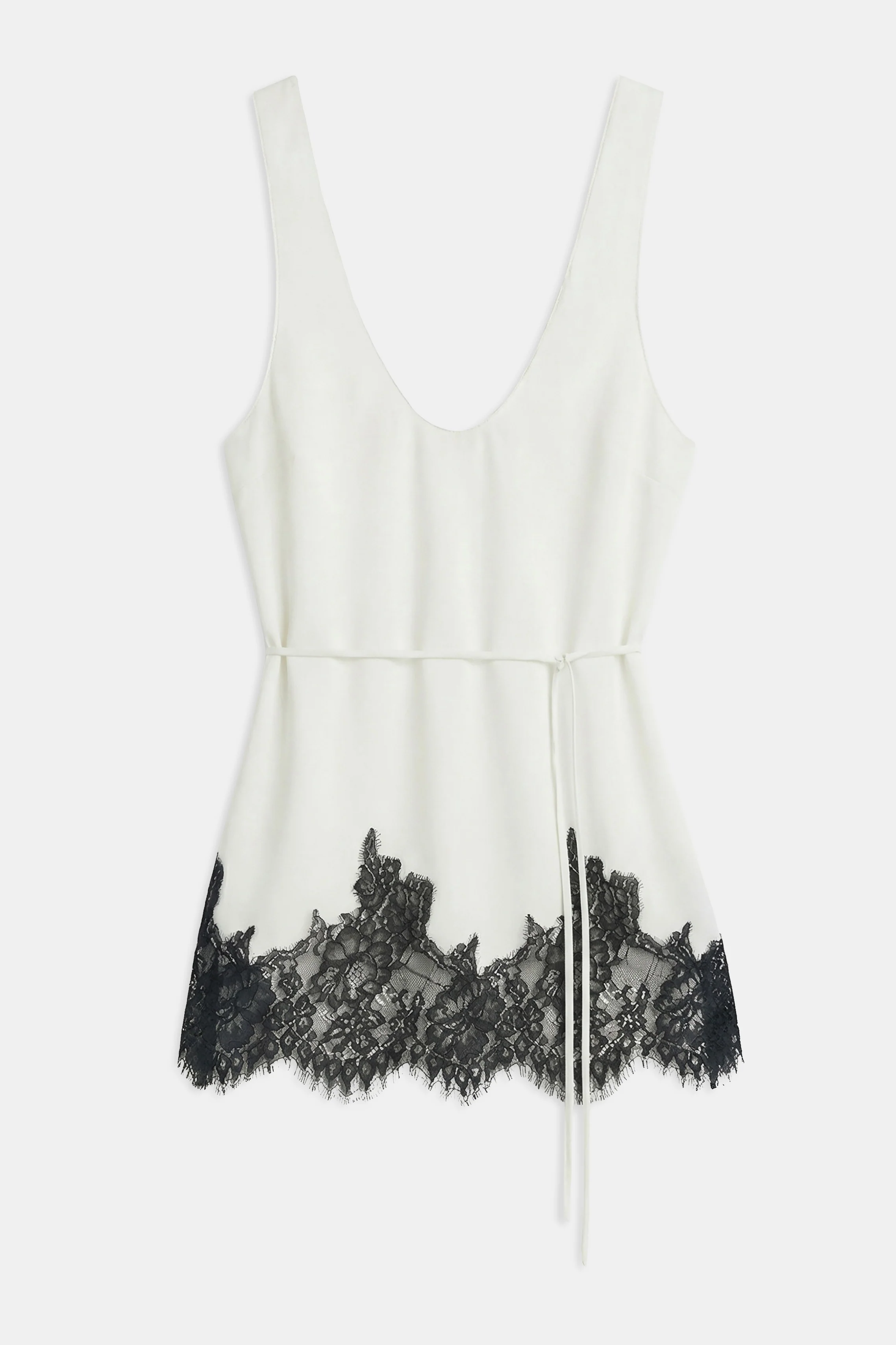 Lace Hem Scoop Neck Longline Top - White - Image 10