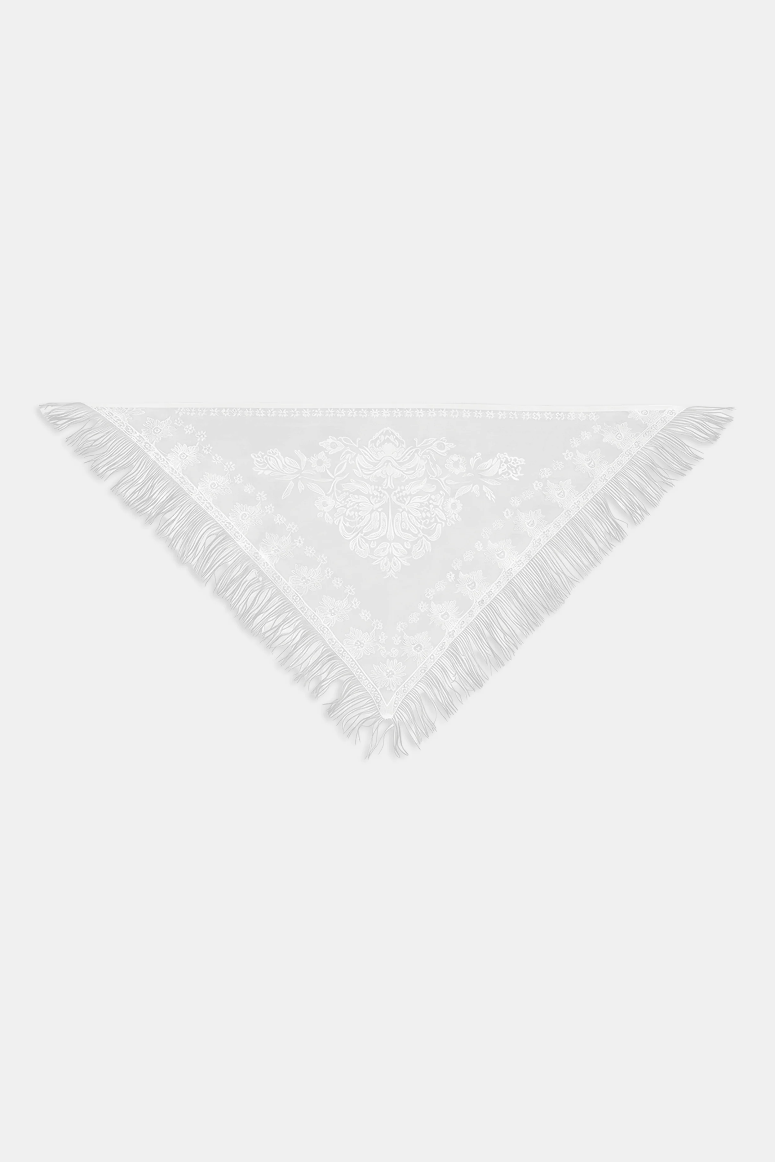 Lace Scarf with Fringing - White - Image 3