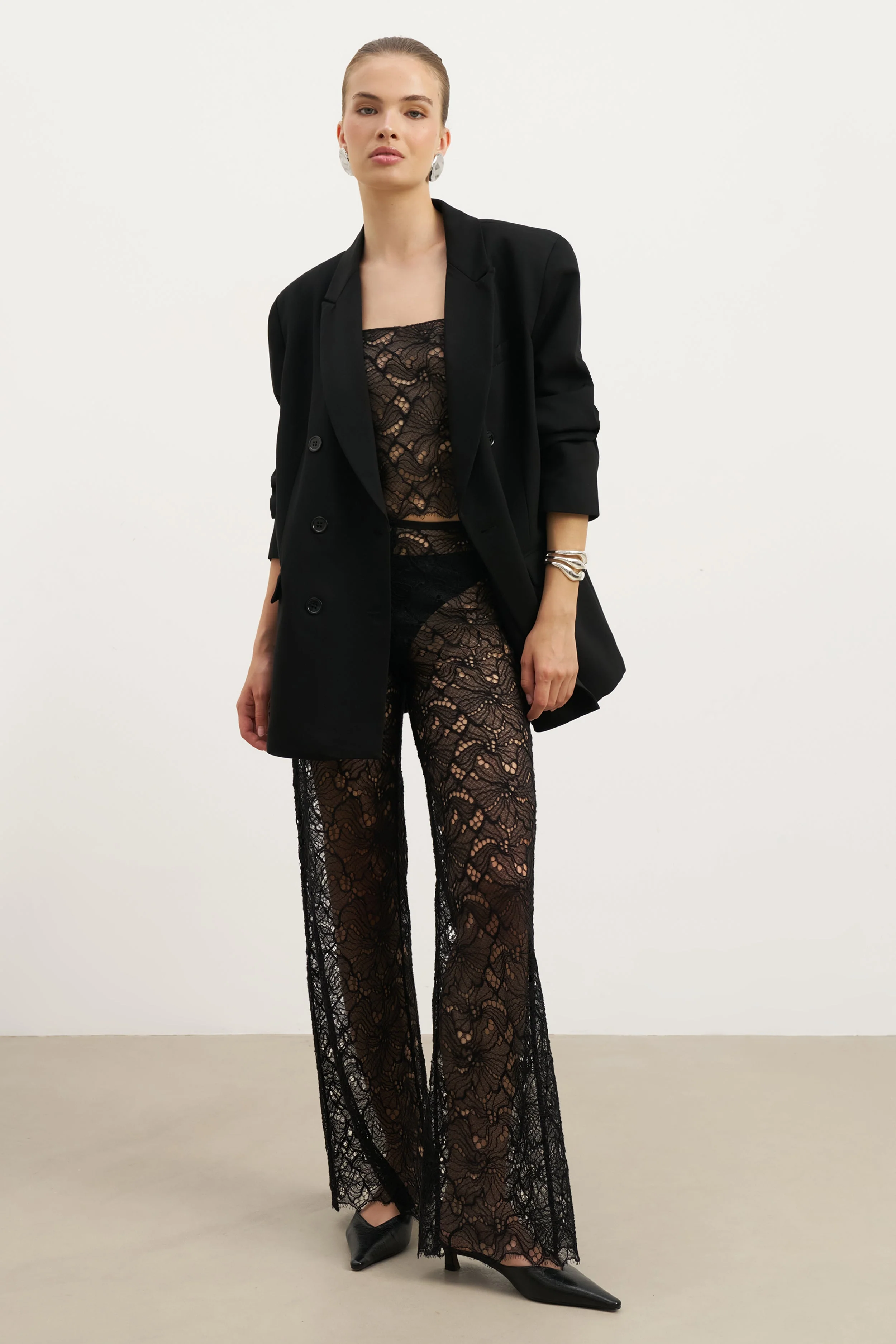 Lace Square Neck Camisole - Black - Image 5