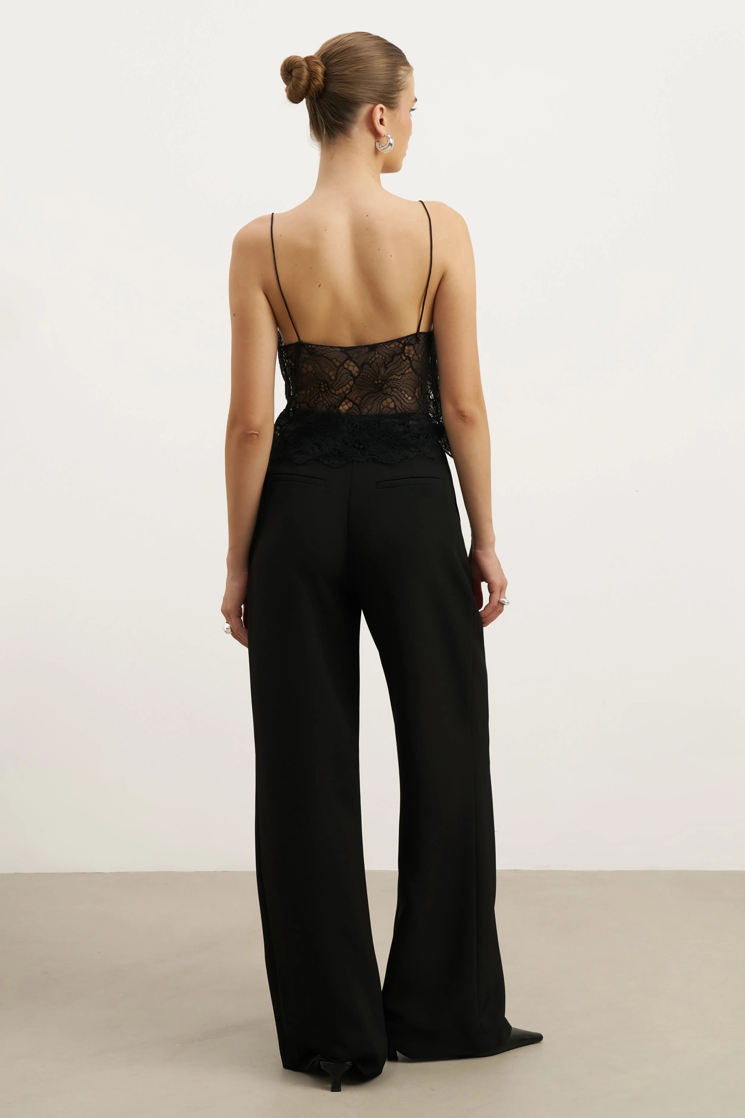 Lace Square Neck Camisole - Black - Image 7