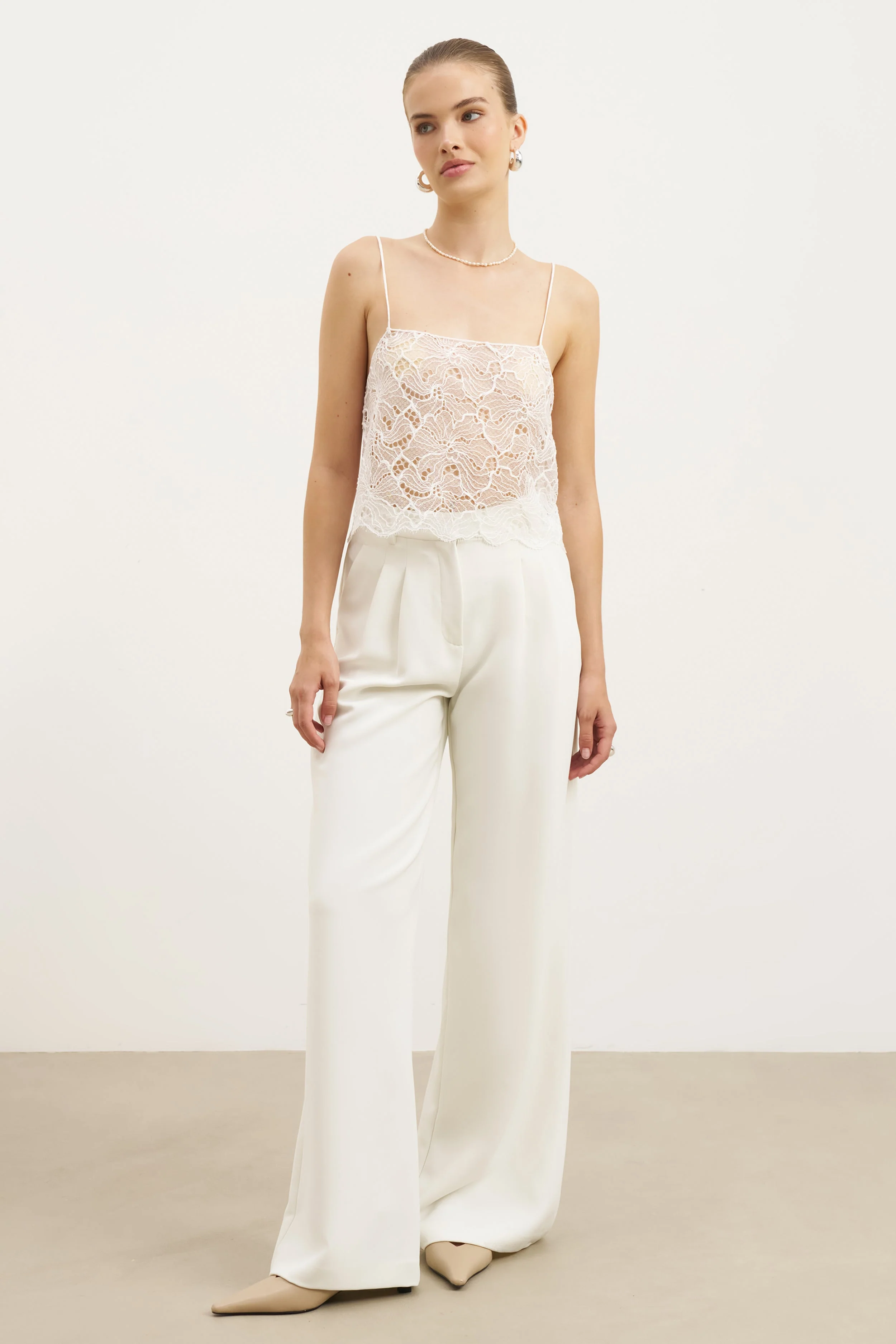 Lace Square Neck Camisole - White - Image 4