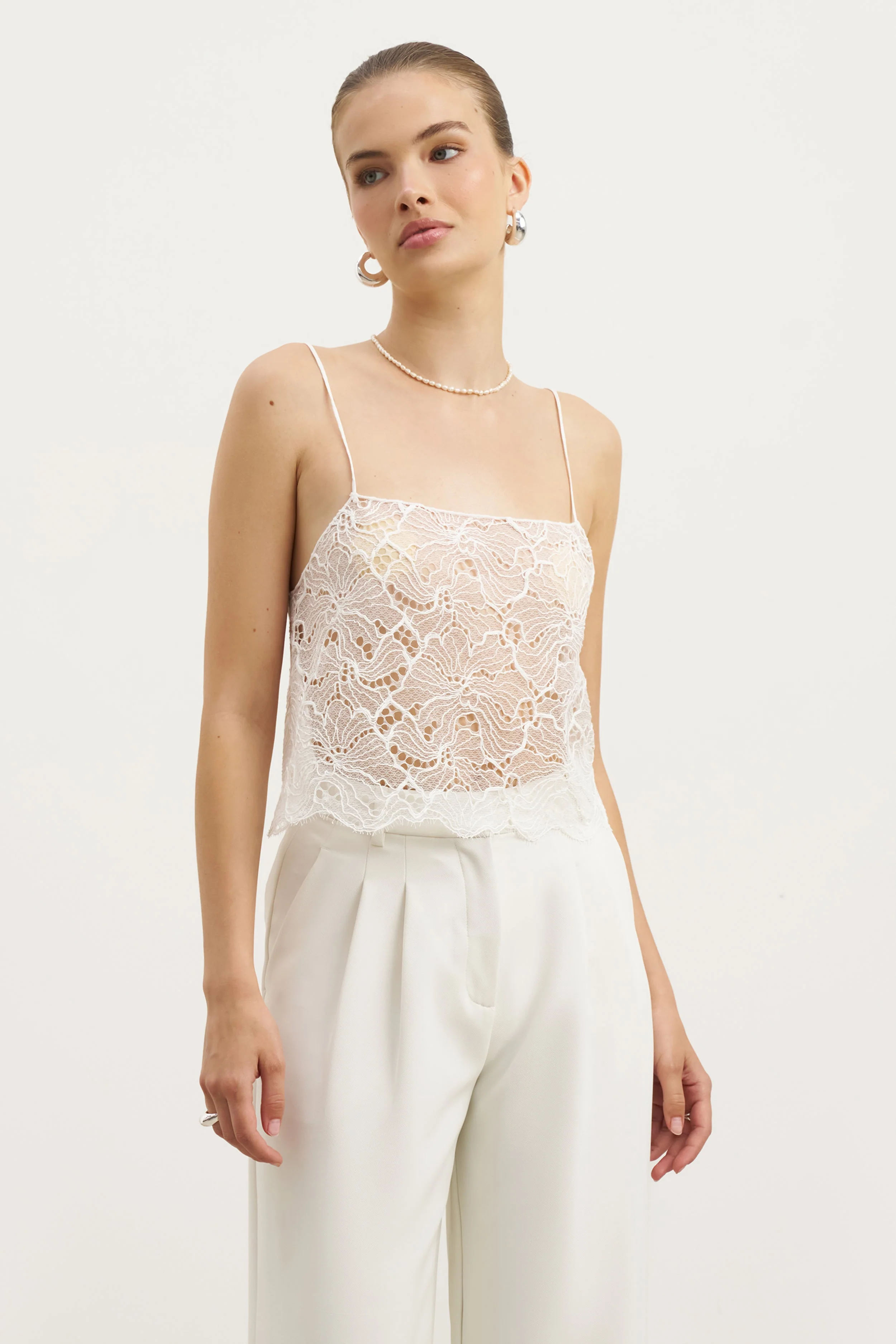 Lace Square Neck Camisole - White - Image 6