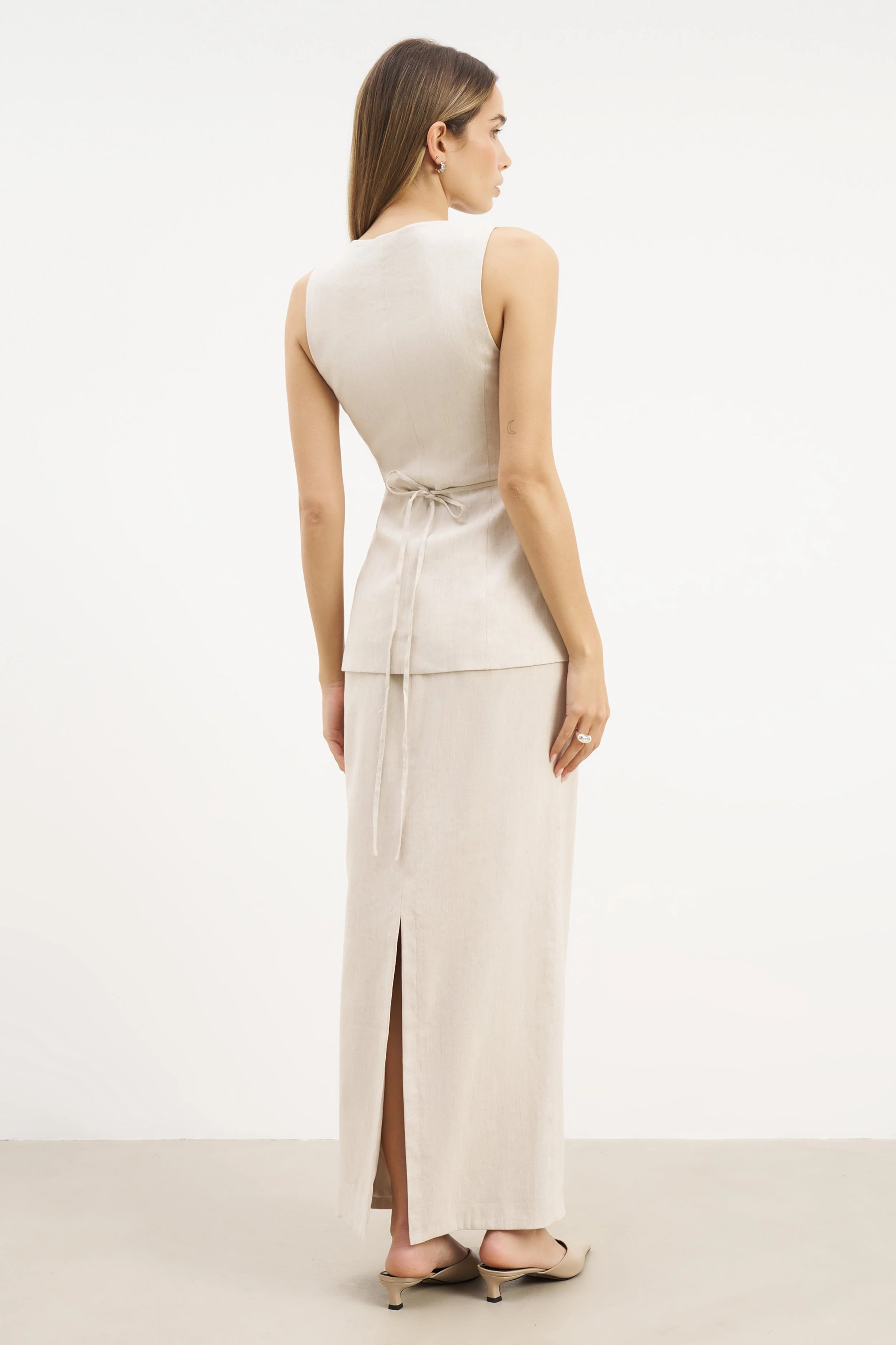 Mid Rise Linen Maxi Skirt - Birch - Image 5