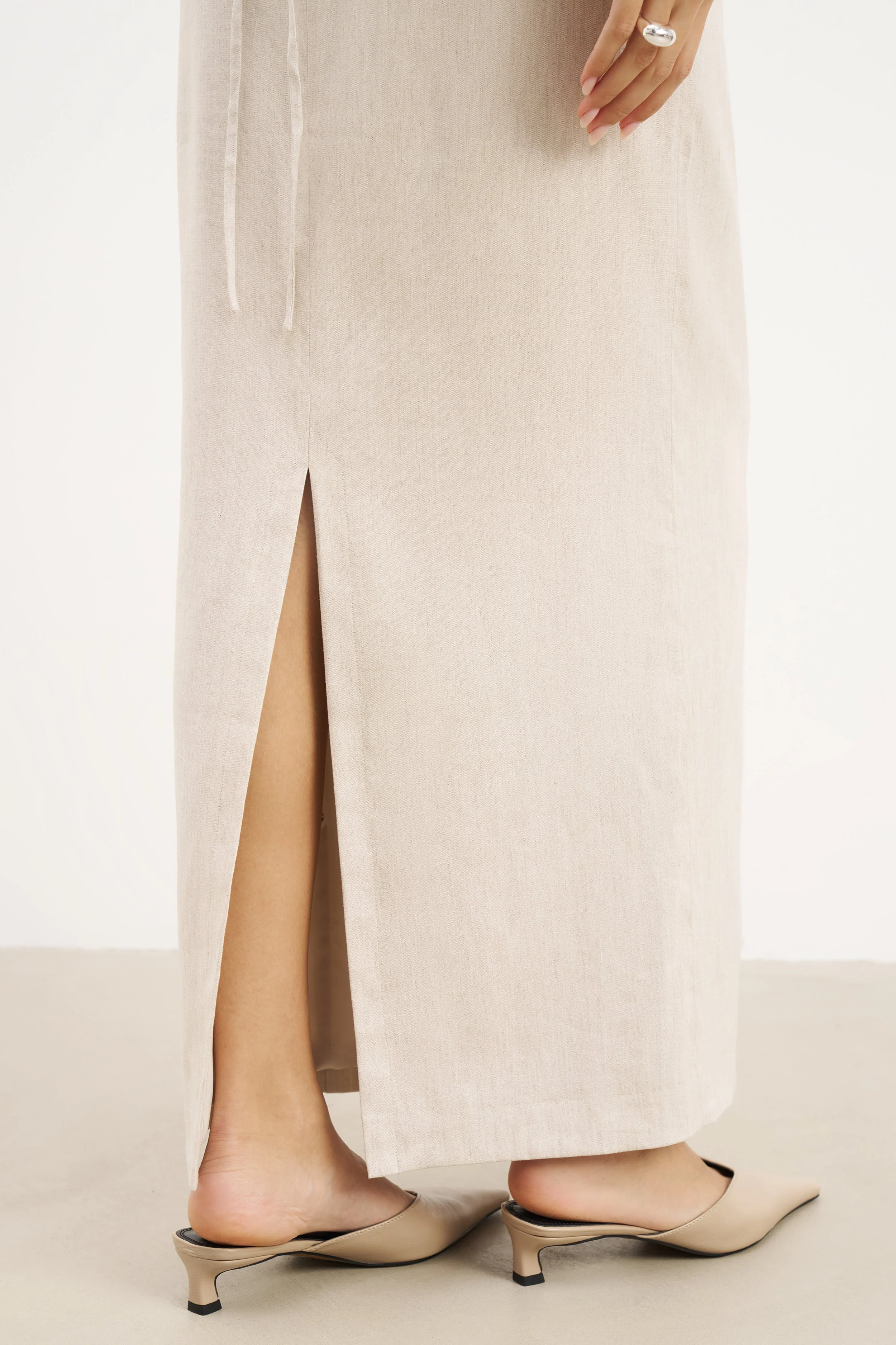Mid Rise Linen Maxi Skirt - Birch - Image 7