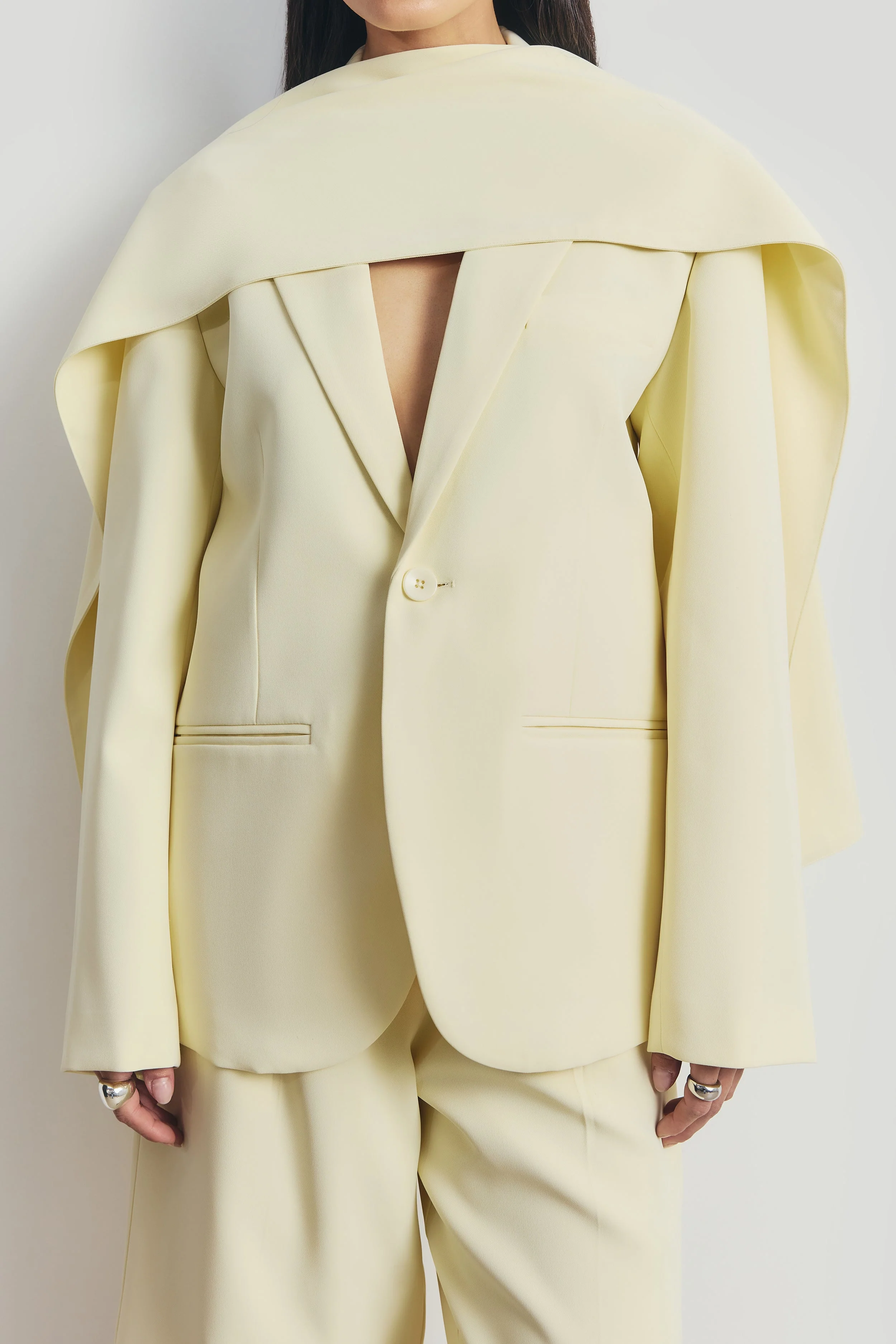 Oversized Single Breasted Blazer - Buttermilk - Image 4