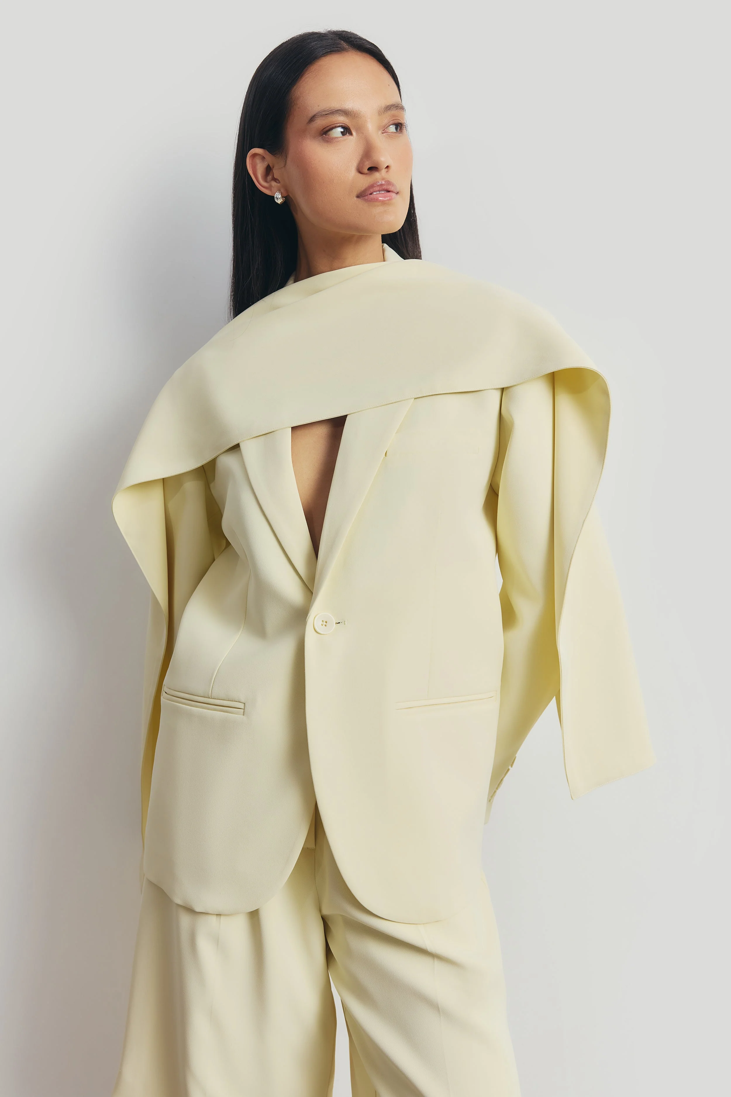 Oversized Single Breasted Blazer - Buttermilk - Image 5