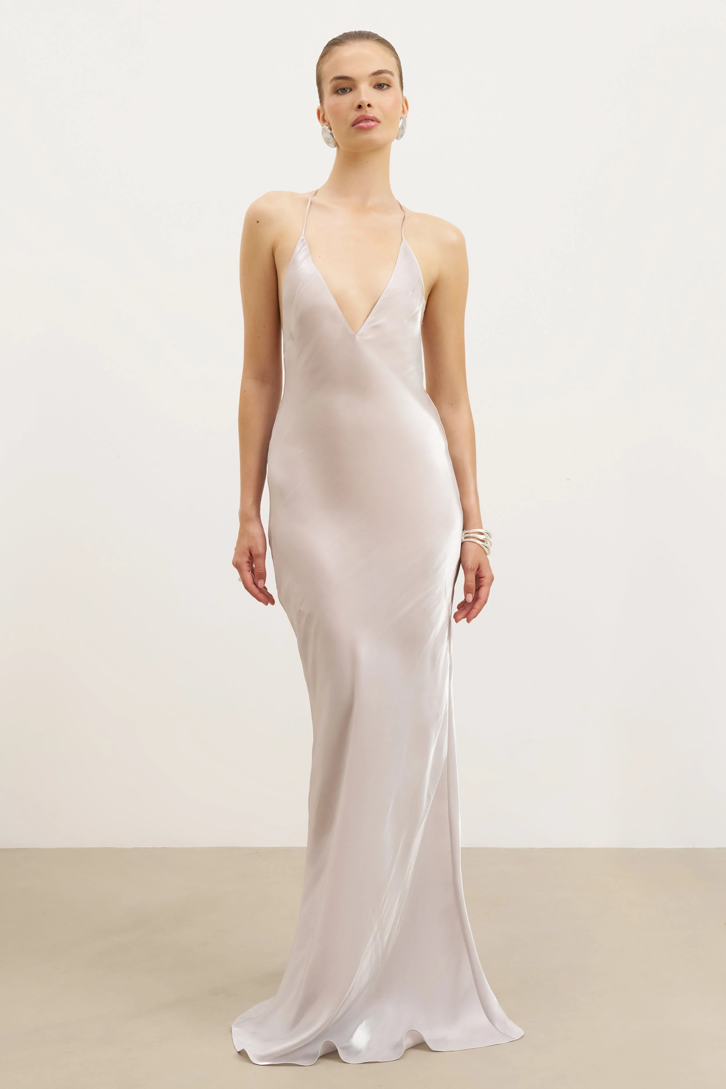 Pearl Detail Plunging Birthday Gown - Oyster Pearl - Image 9