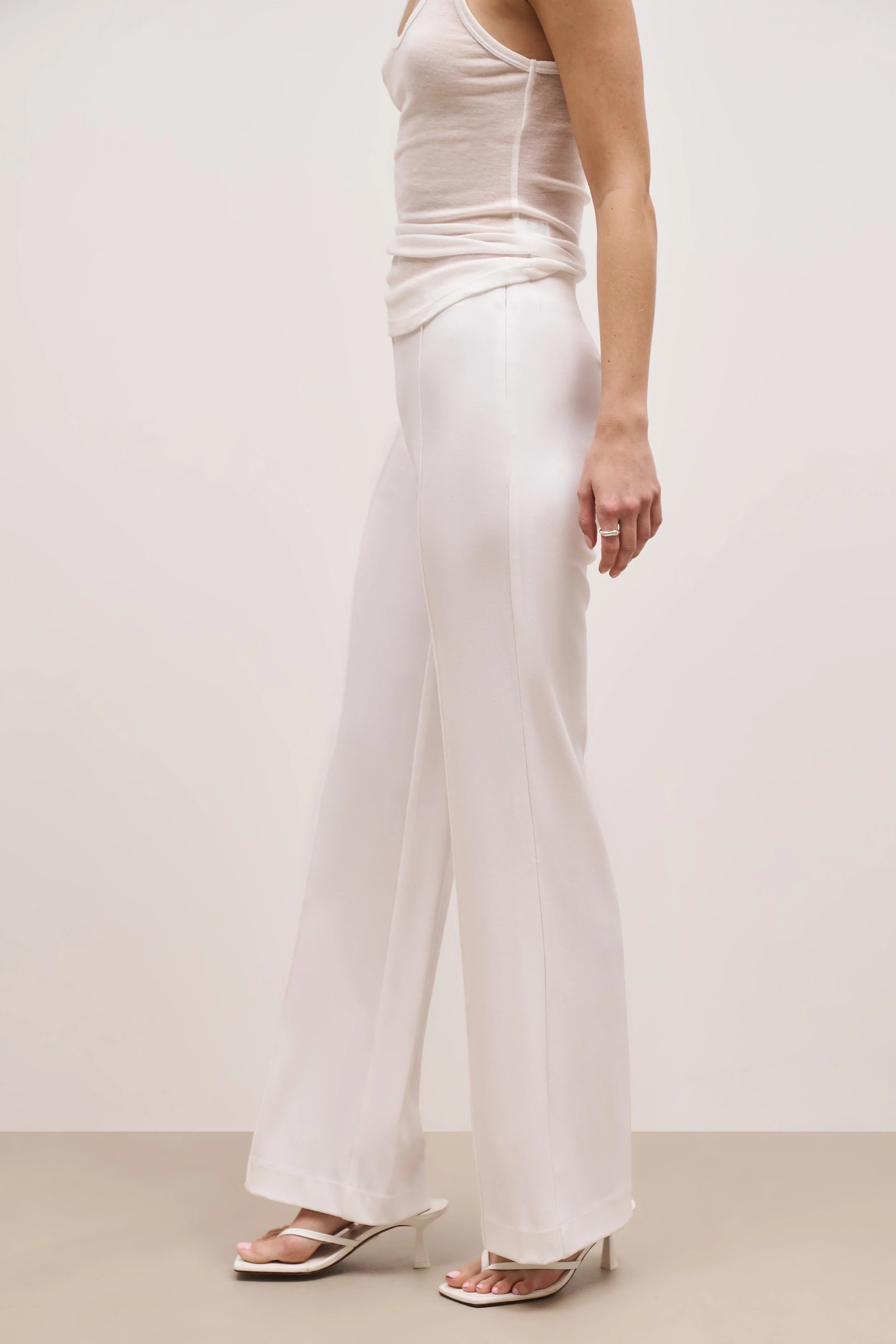Pin Tuck Tailored Straight Leg Trousers - White - Image 5