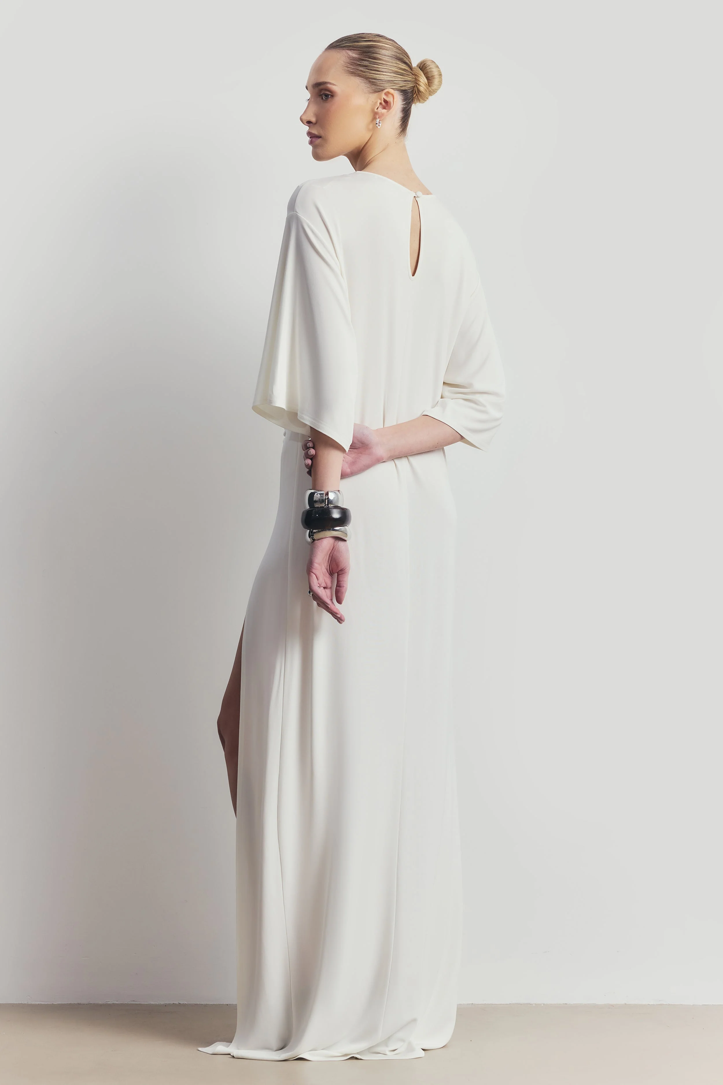 Relaxed Dropped Waist T-Shirt Gown - White - Image 2
