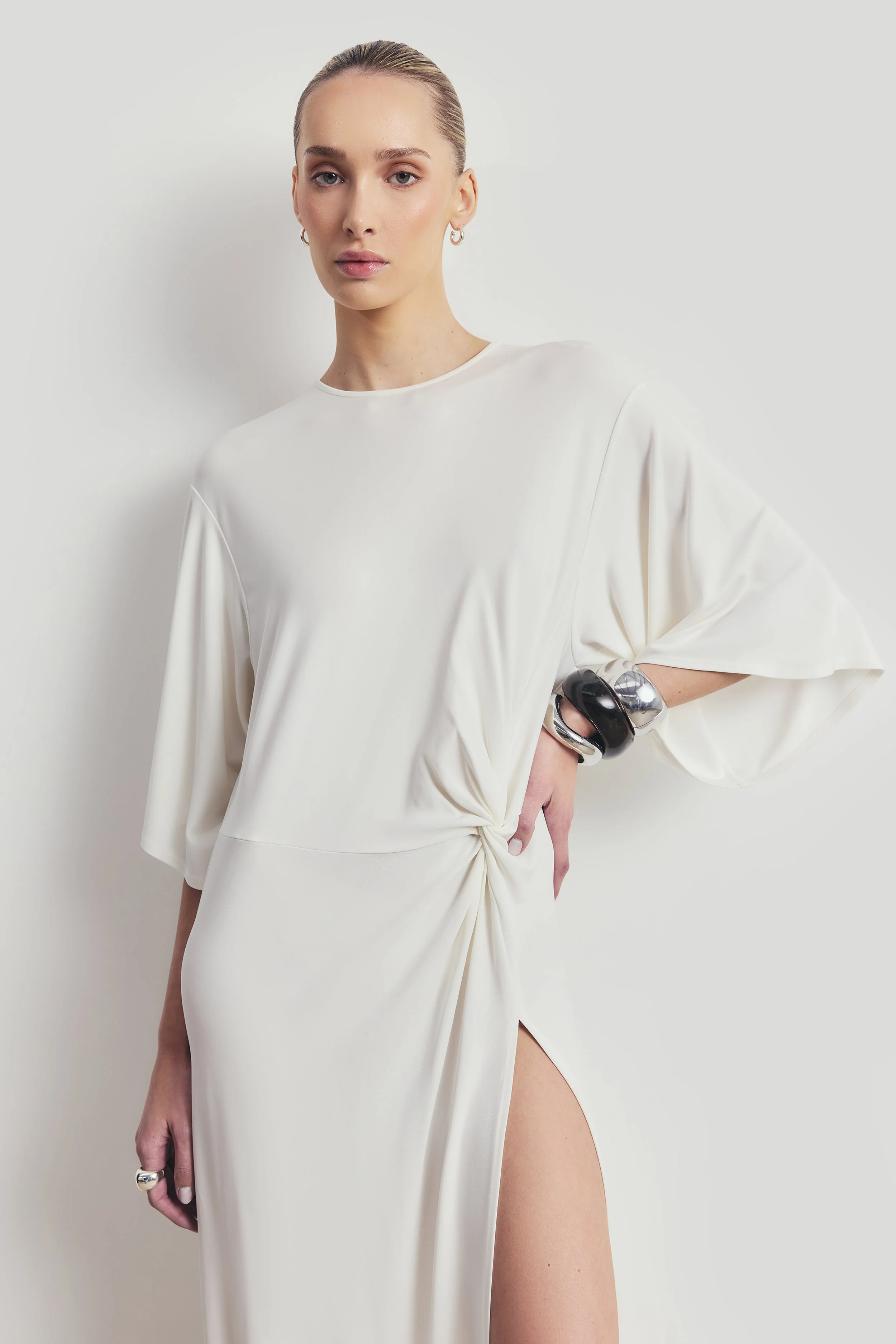 Relaxed Dropped Waist T-Shirt Gown - White - Image 3