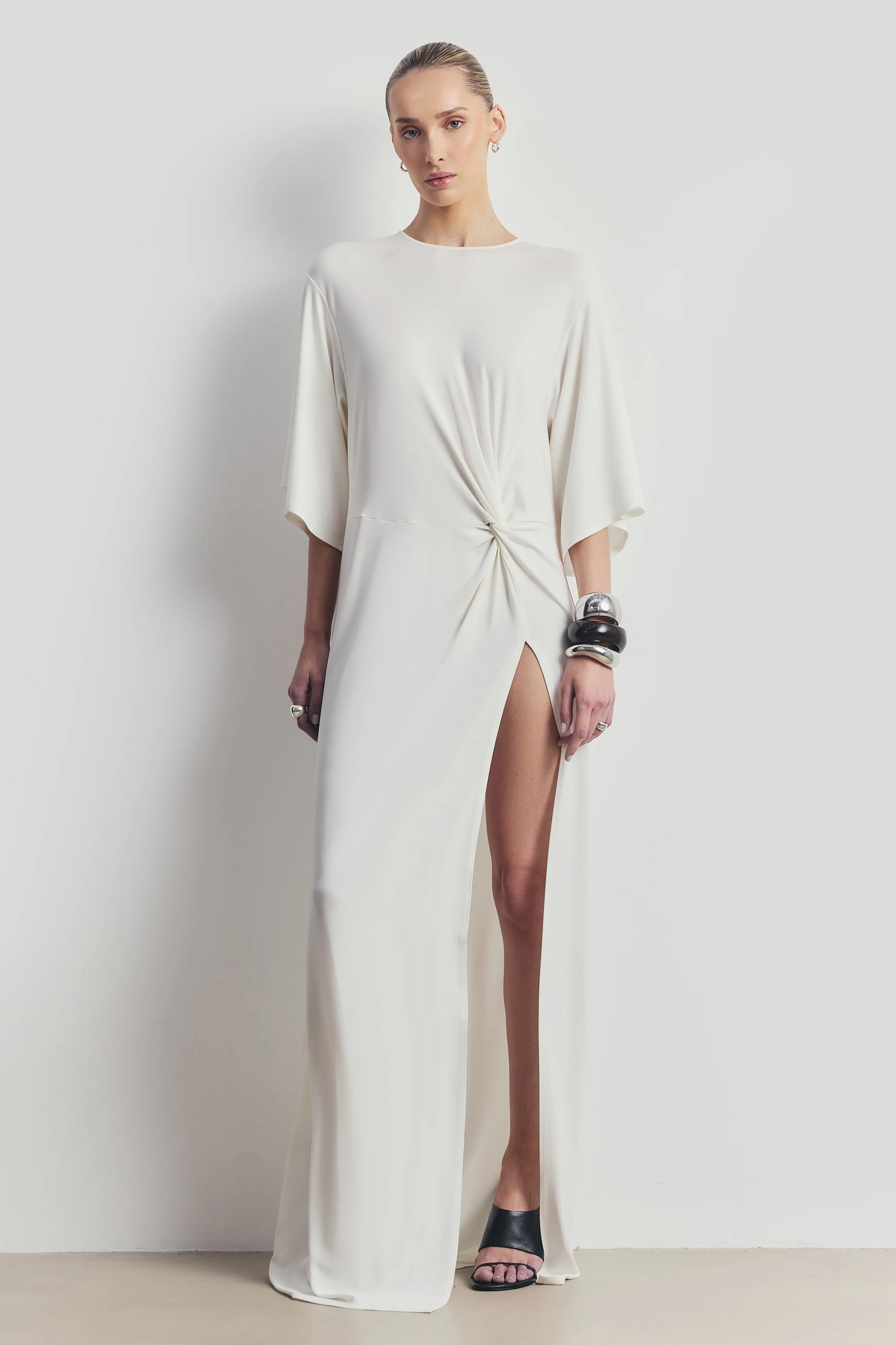 Relaxed Dropped Waist T-Shirt Gown - White - Image 5