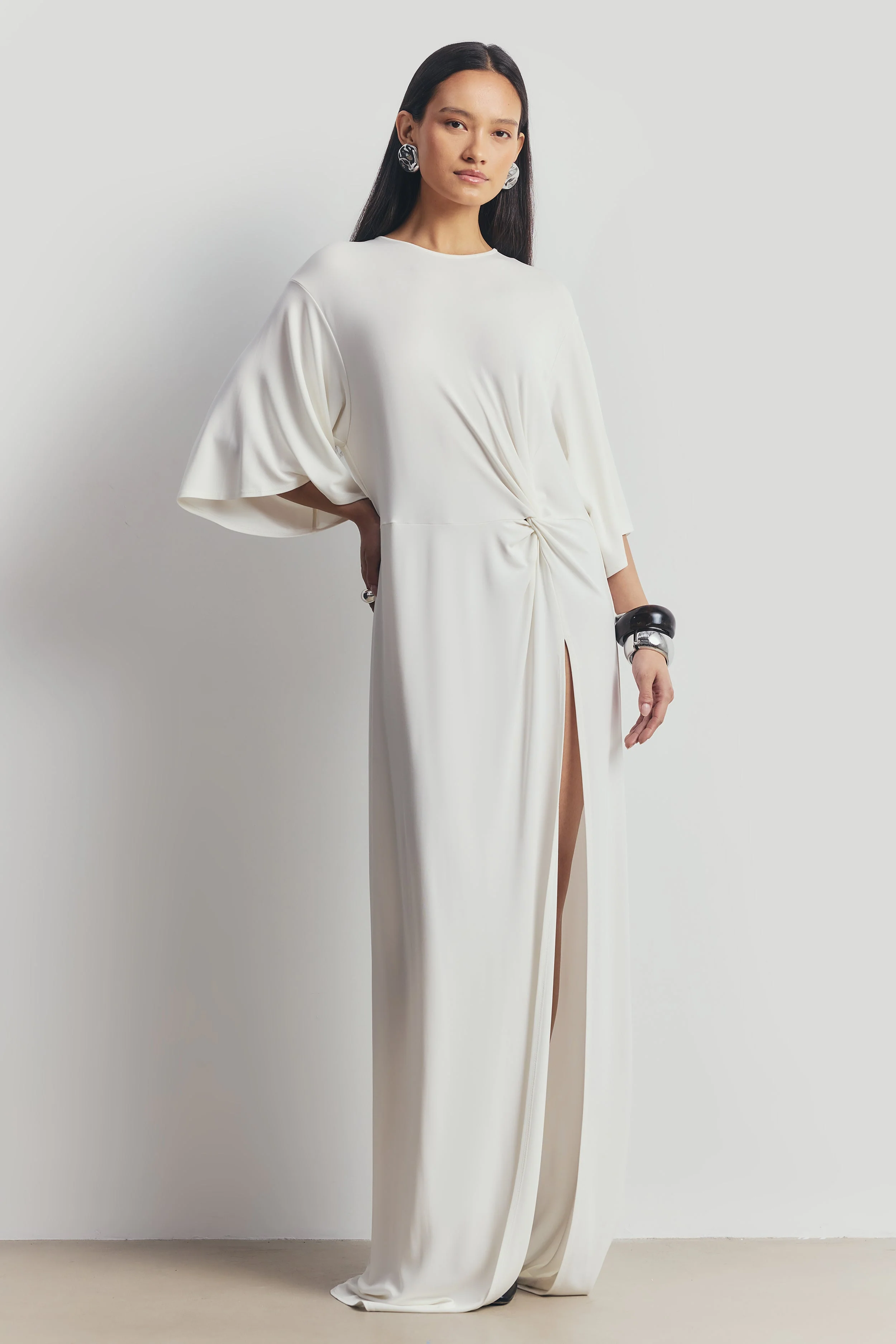 Relaxed Dropped Waist T-Shirt Gown - White - Image 9